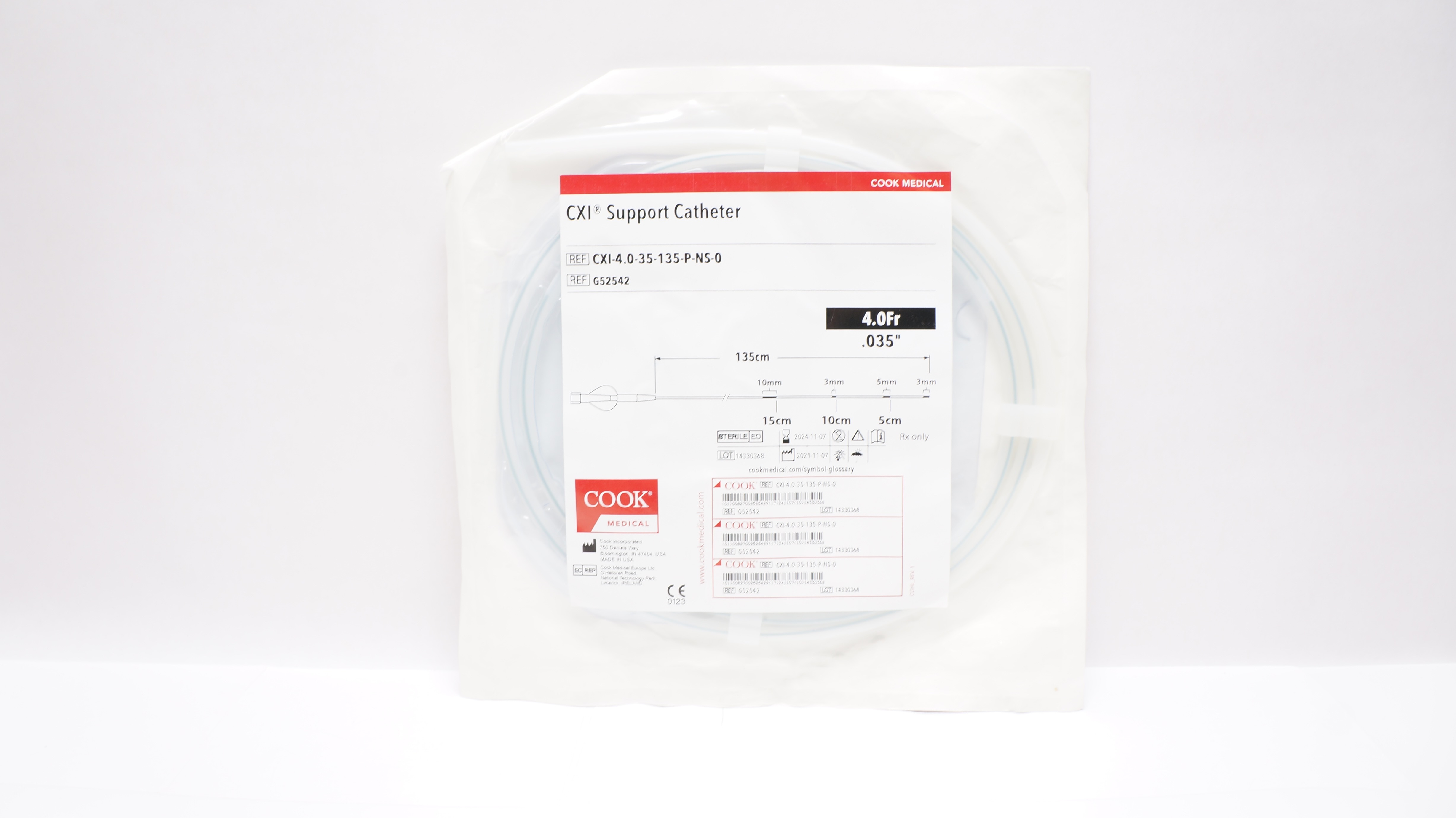 Cook Medical G52542 CXI Support Cath. 4.0Fr x .035inch x 135cm