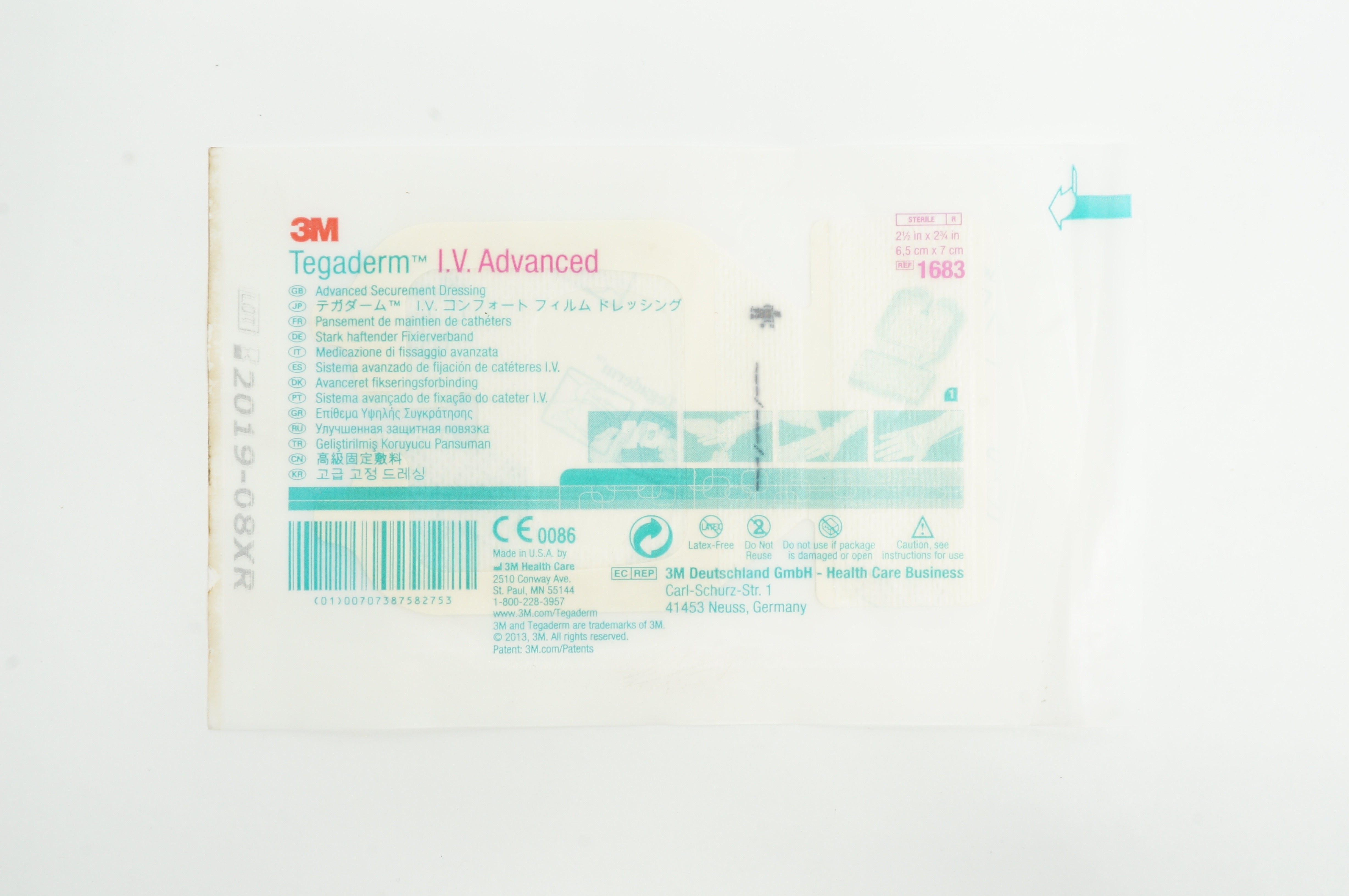 3M 1683 Tegaderm IV Advanced, Advanced Securement Dressing 2-1/2in x 2-3/4in (x)