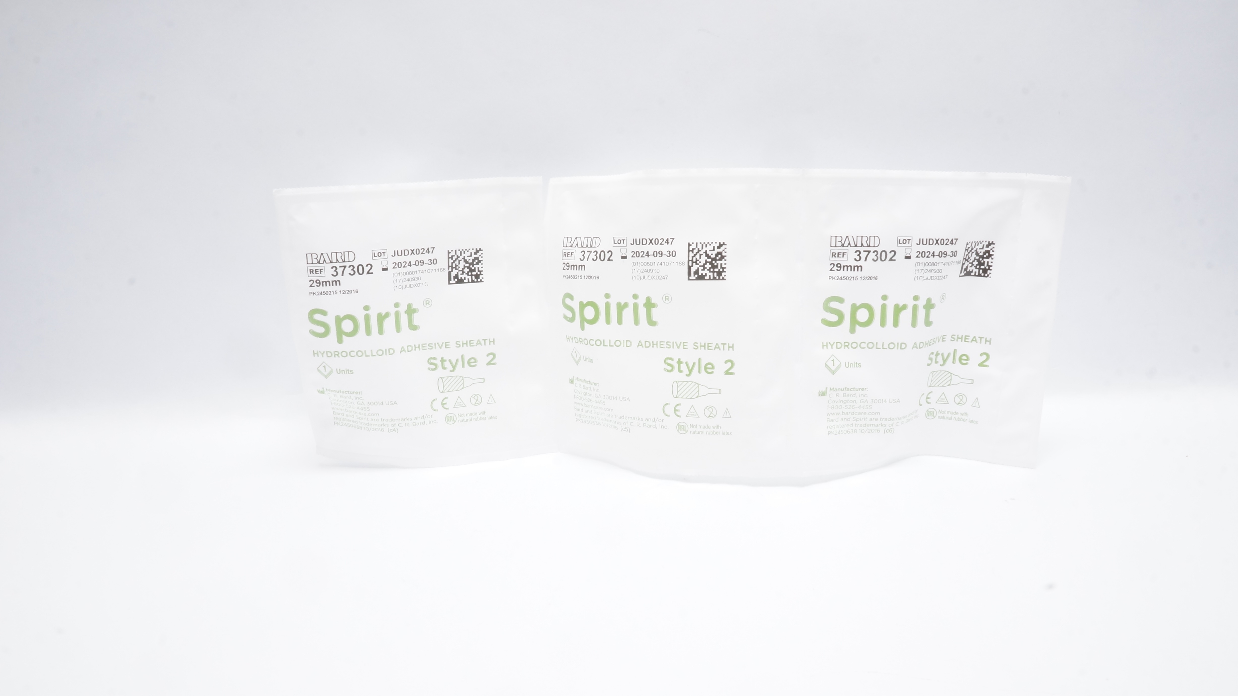 Bard 37302 Spirit Hydrocolloid Adhesive Sheath Style 2, 29mm (x) - Lot of 3