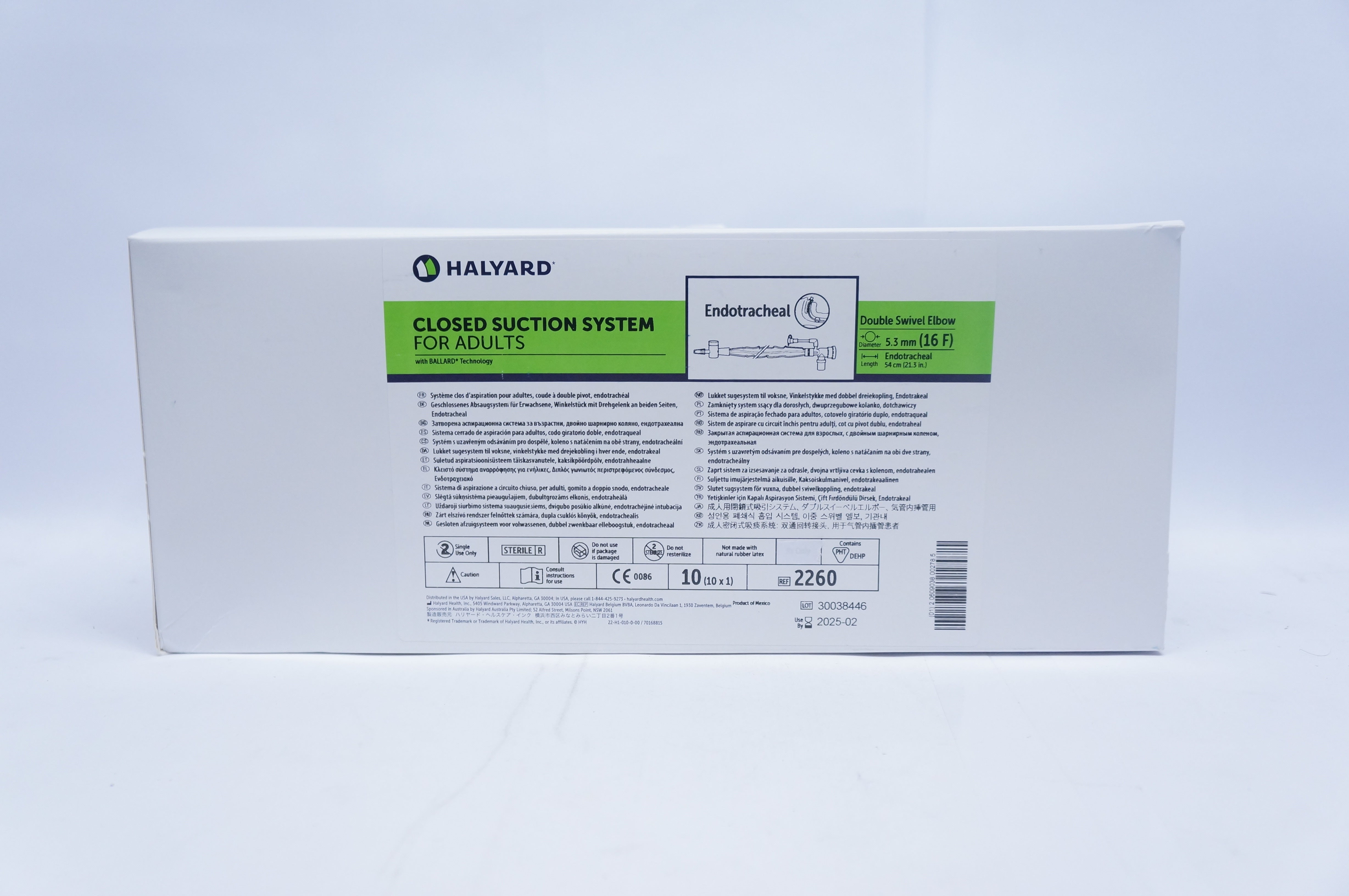 Halyard 2260 Closed Suction System 16F 5.3mm x 54cm - Box of 10