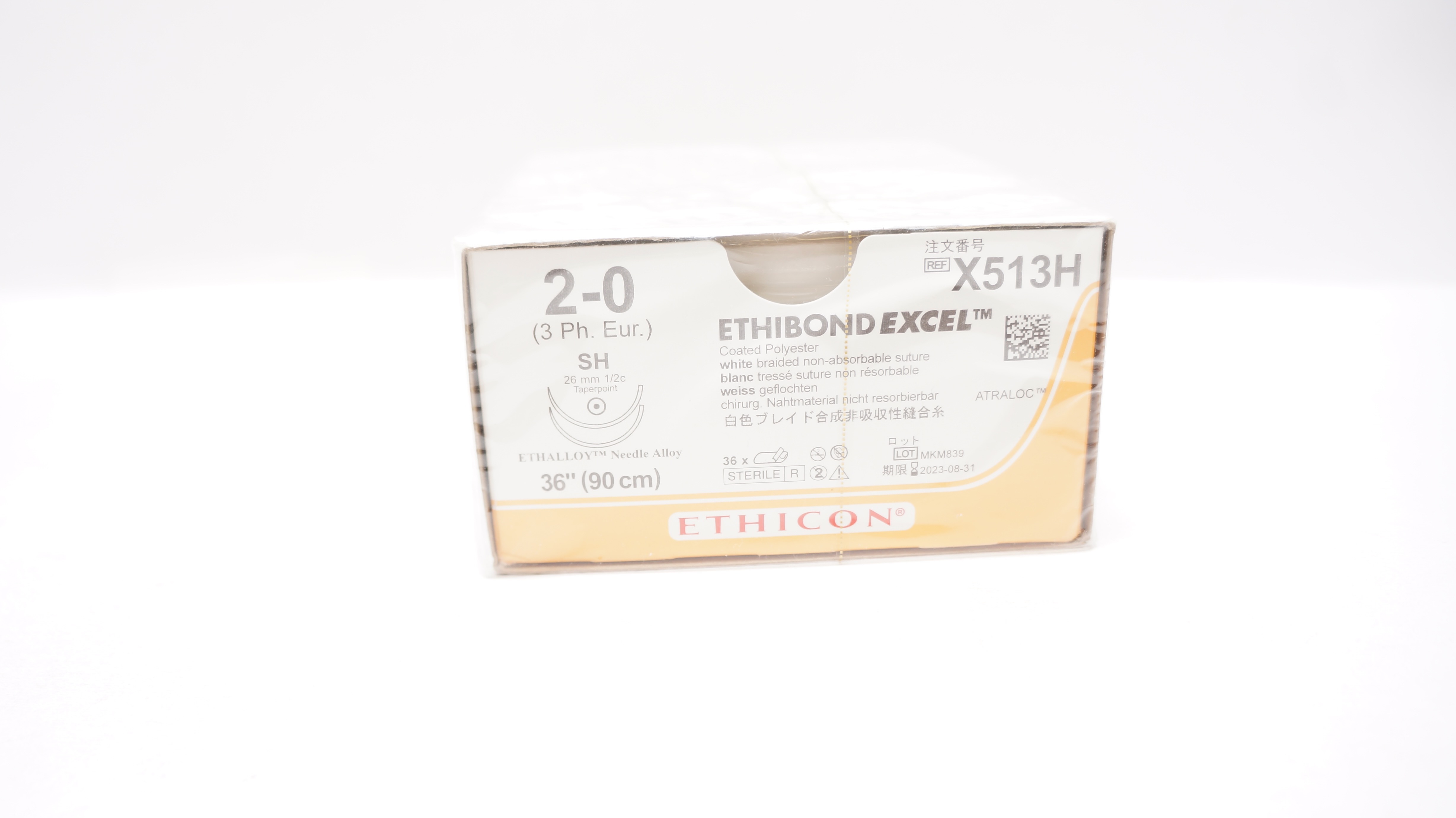 Ethicon X513H 2-0 Ethibond Stre SH 26mm 1/2c Taperpoint 36inch (x) - Box of 36