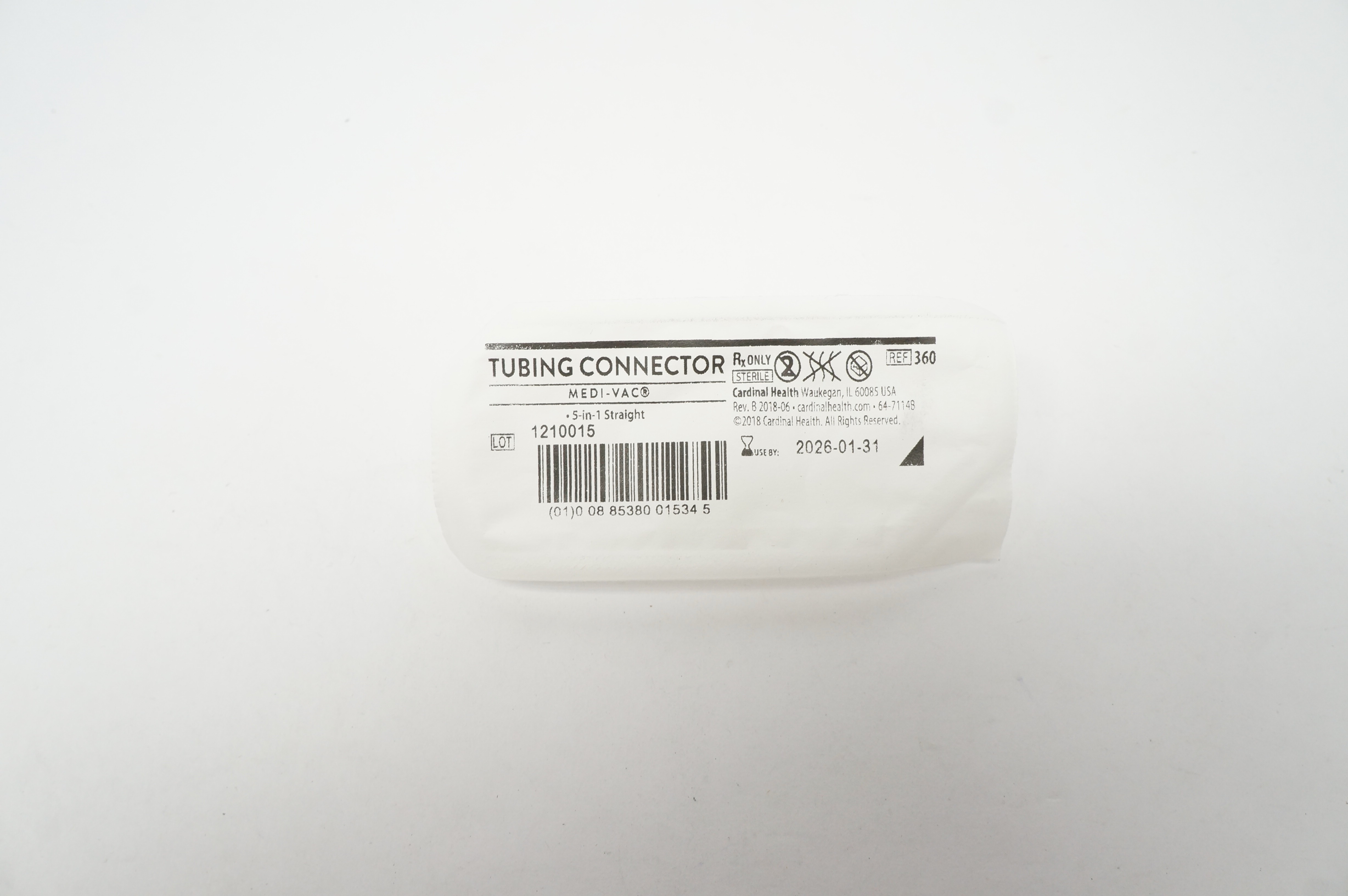 Cardinal Health 360 Medi-Vac Tubing Connector 5-in-1 Straight