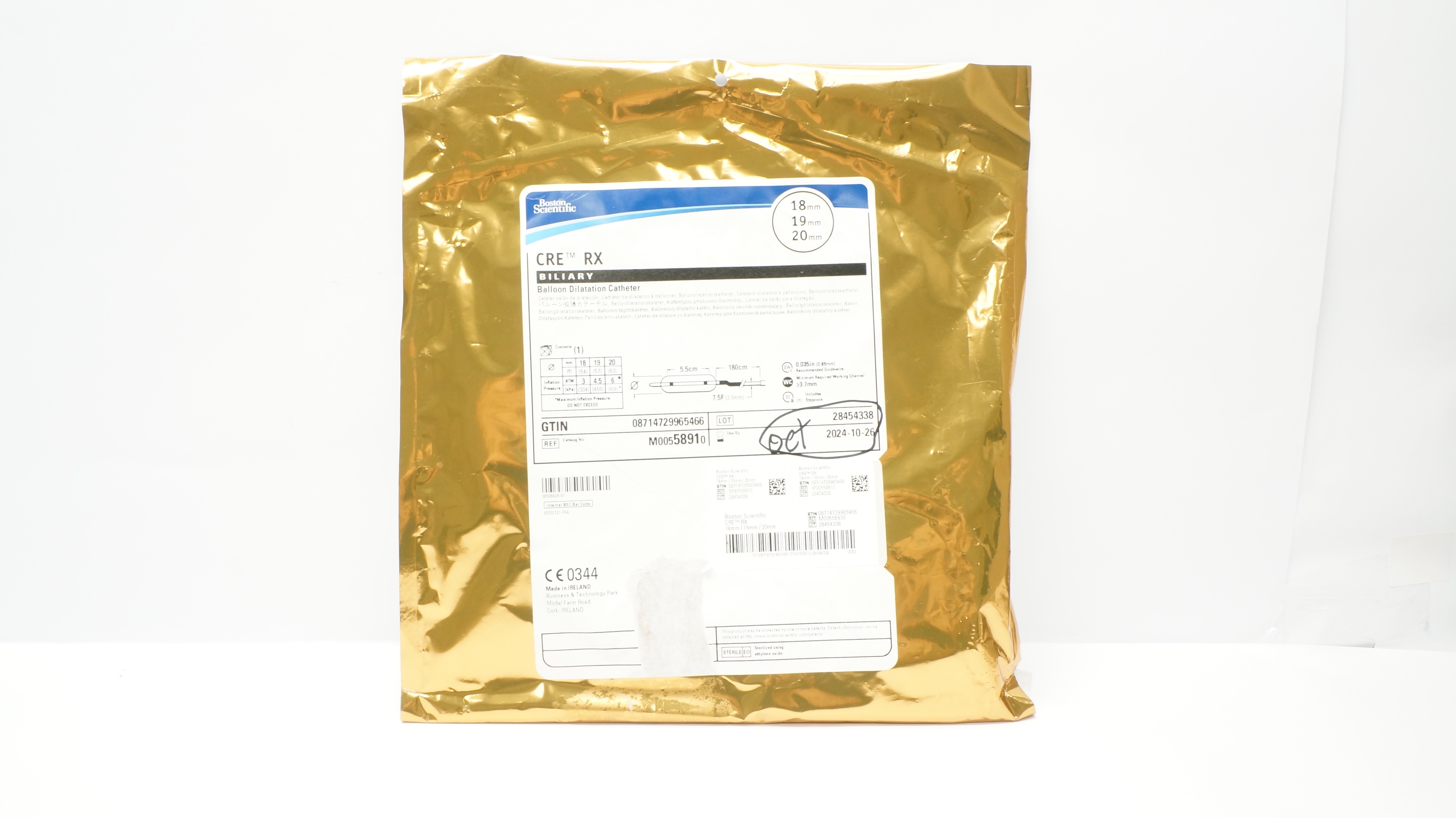 Boston Scientific M00558910 Cre RX Biliary Balloon Dilatation Cath.18x19x20mm(x)