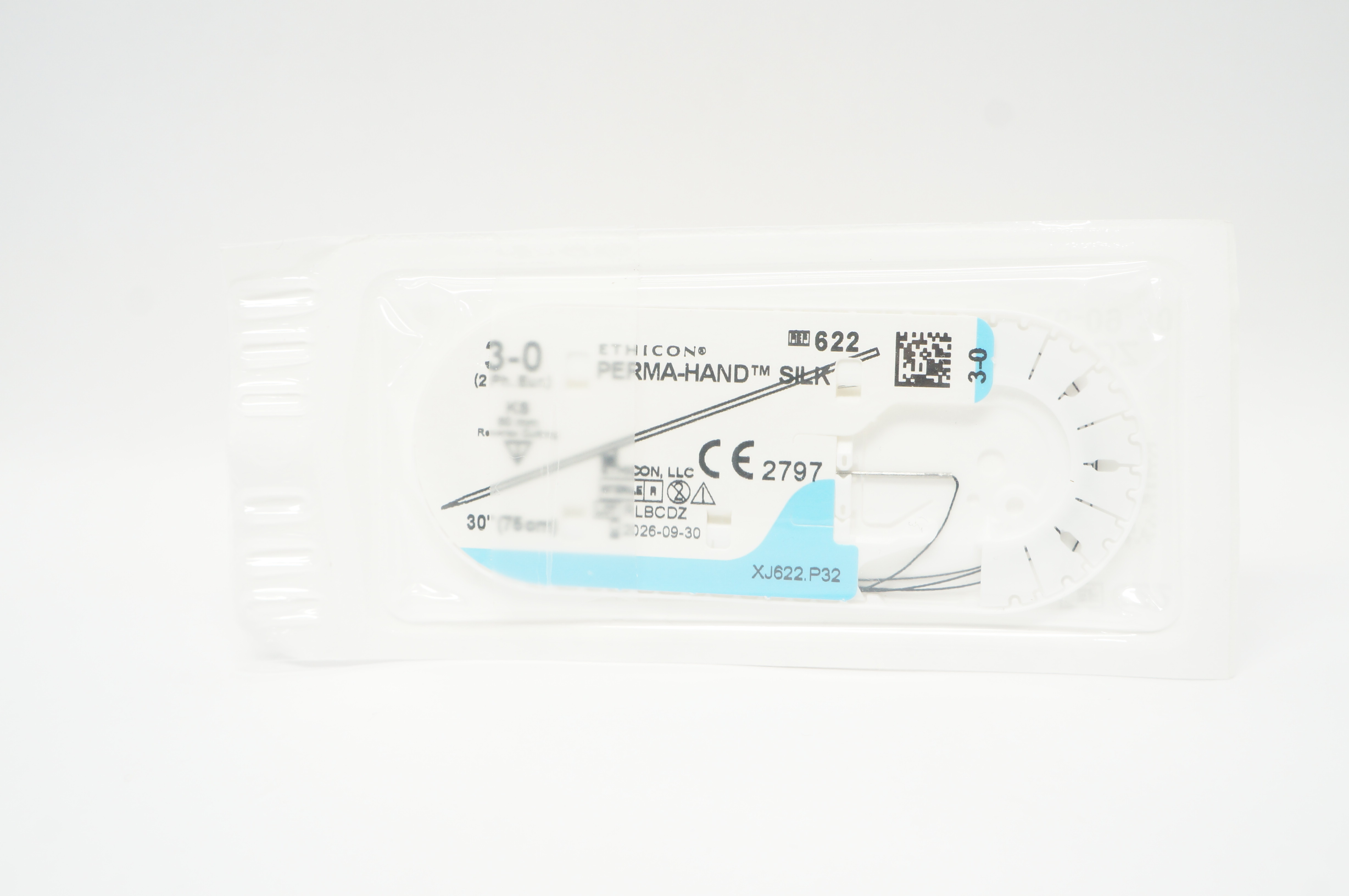 Ethicon 622 3-0 Perma-Hand Silk Stre KS 60mm Straight Reverse Cutting 30inch