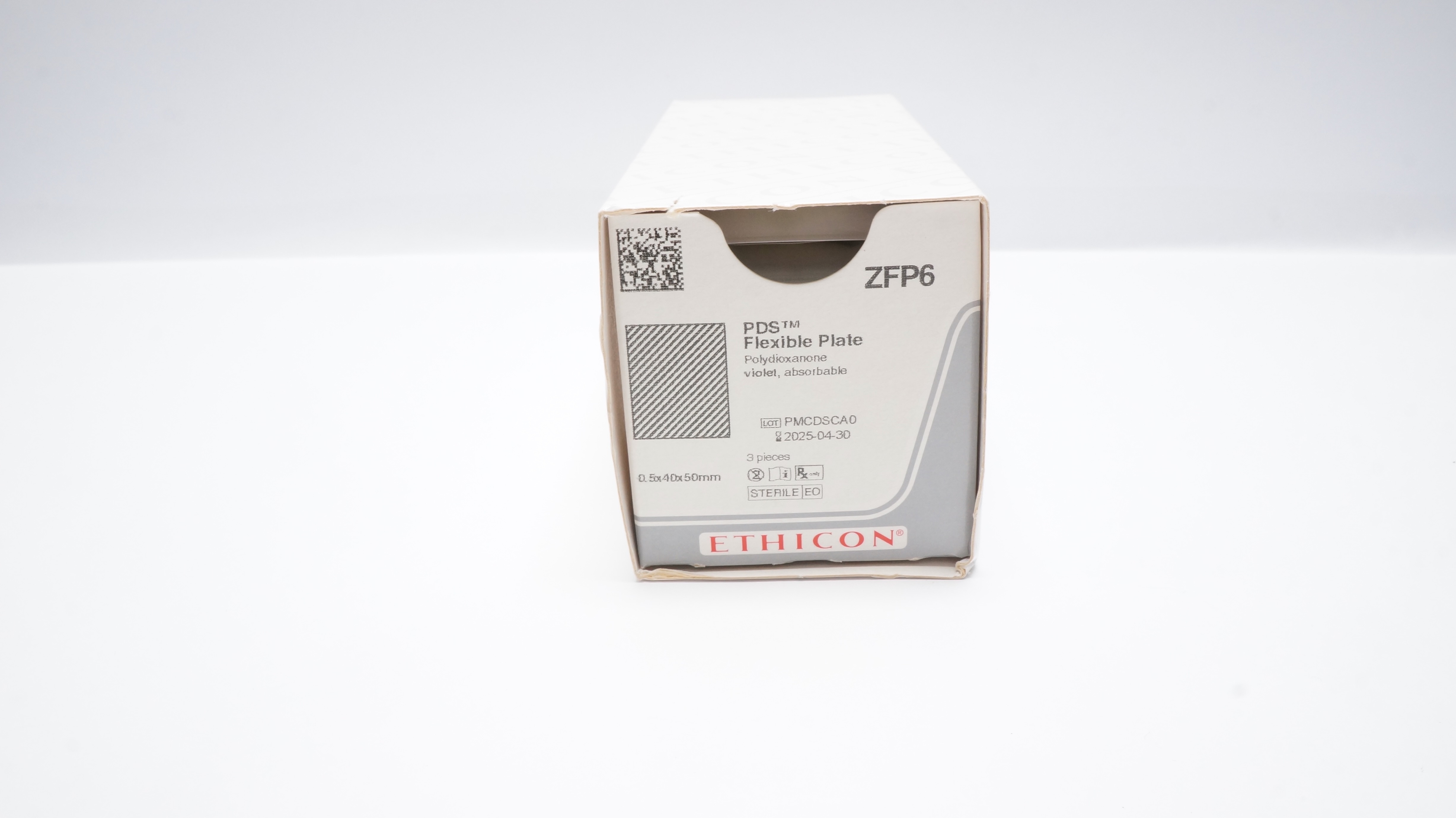 Ethicon ZFP6 PDS Flexible Plate Polydioxanone 0.5 x 40 x 50mm - Box of 3