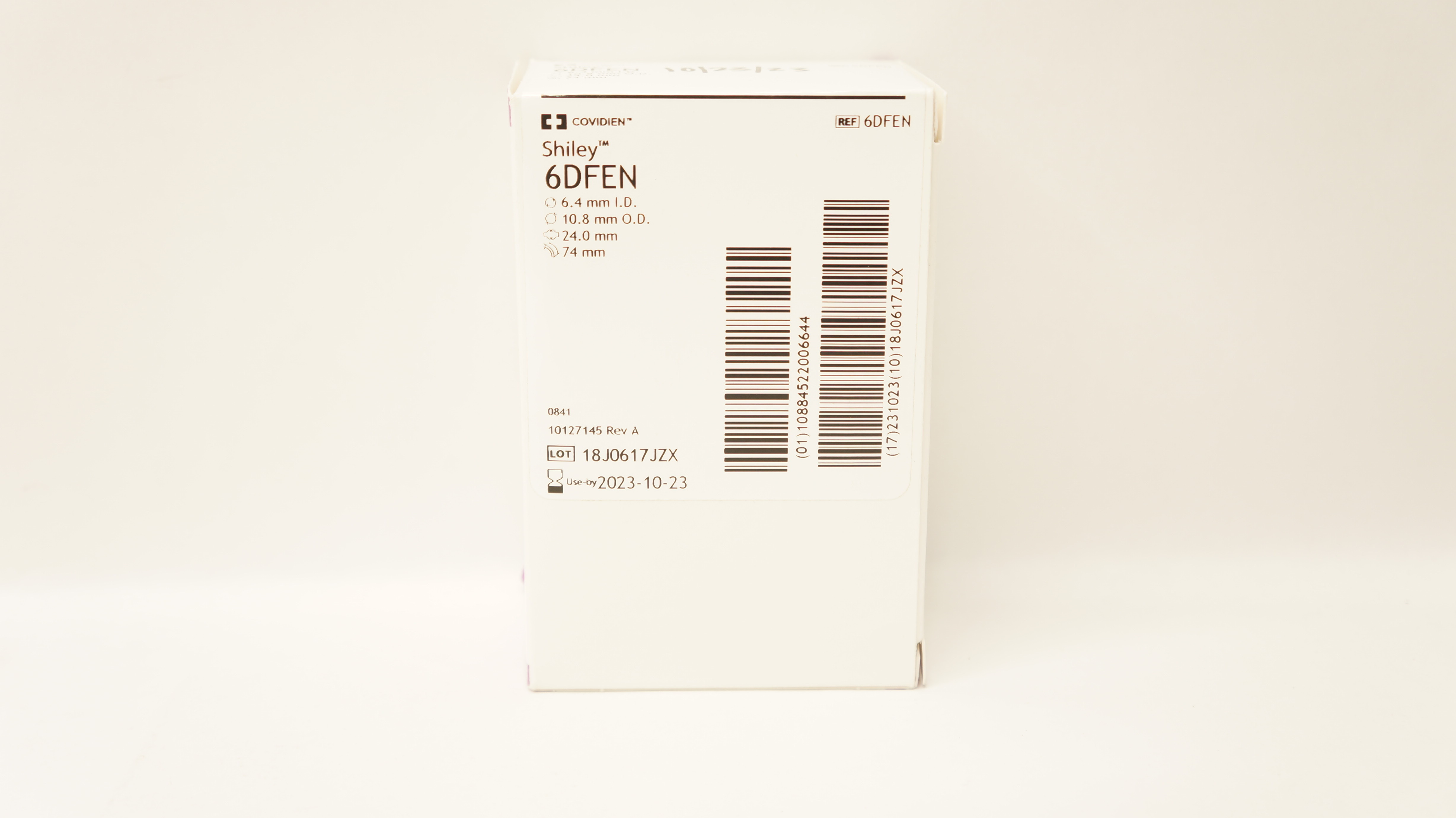 Covidien 6DFEN Shiley Tracheostomy Tube Cuffed 6.4 ID x 10.8 OD x 24.0 x 74mm