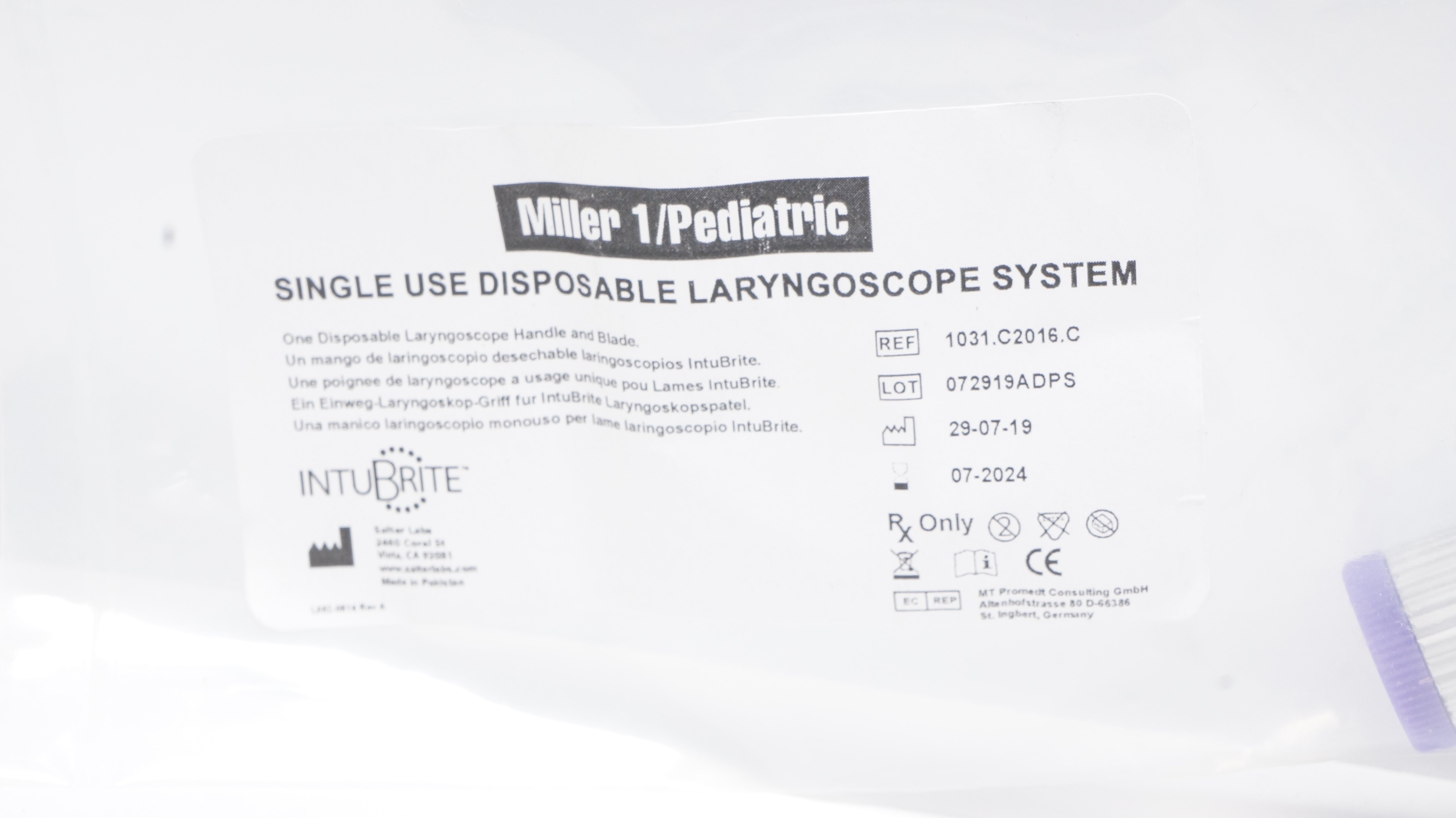 Salter Labs 1031.C2016.C Miller1/Pediatric Laryngoscope Handle & Blade (x)