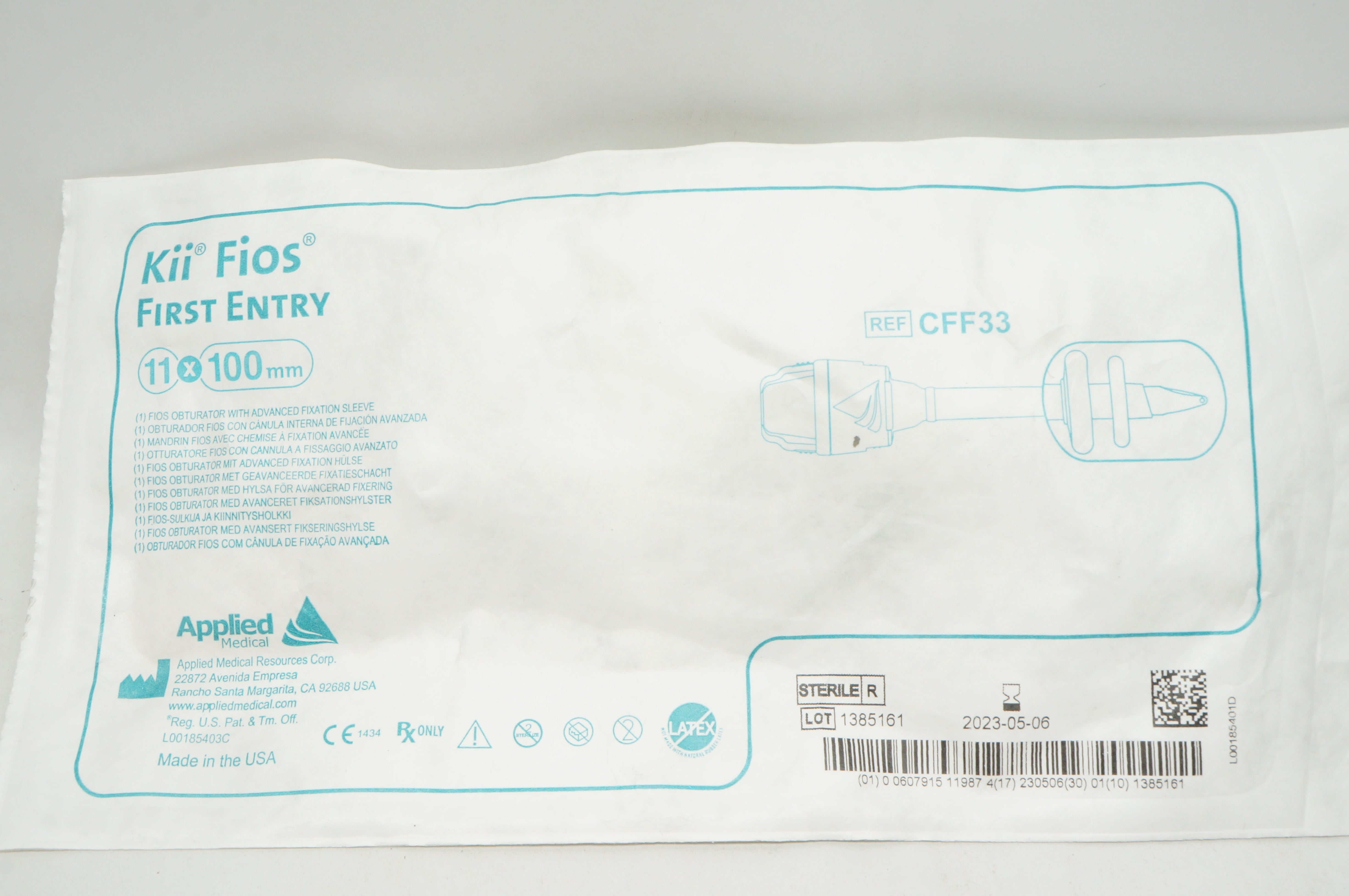 Applied Medical CFF33 Kii Fios Obturator with Advanced Fixation Sleeve 11x100mm
