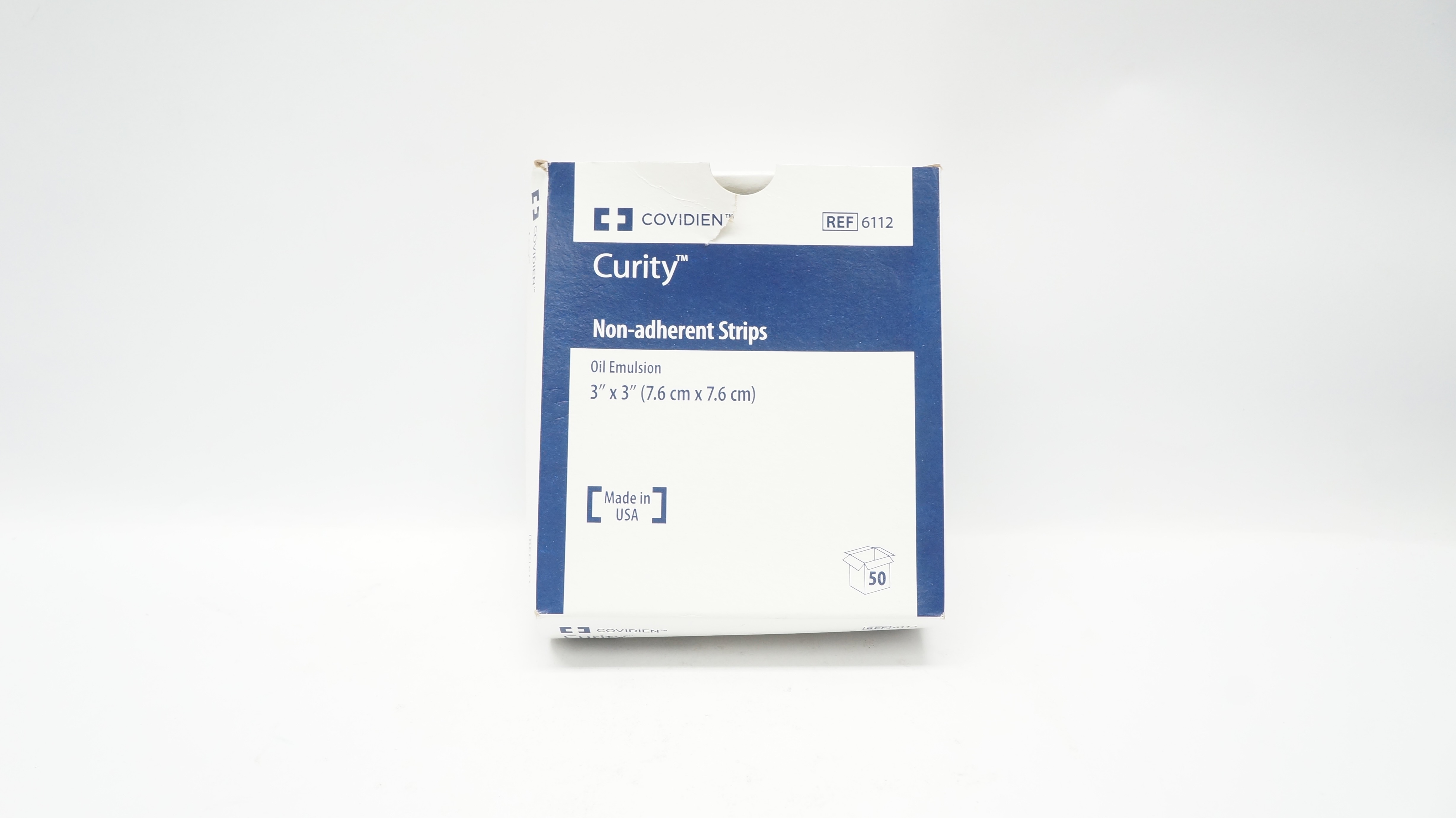 Covidien 6112 Curity Non-Adherent Strips 3inch x 3inch - Box of 33