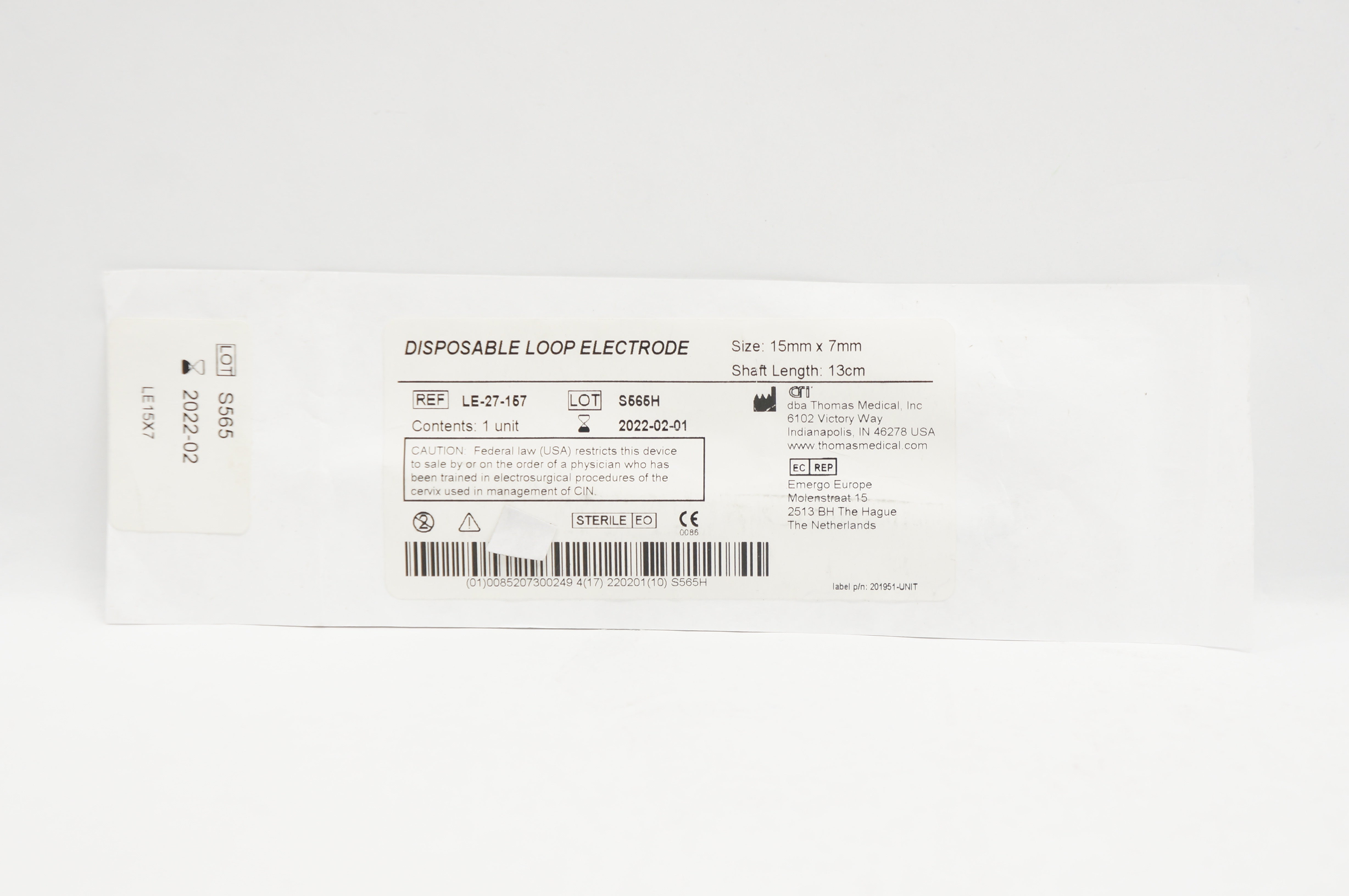 Thomas Medical LE-27-157 Disposable Loop Electrode 15mm x 7mm x 13cm (x)