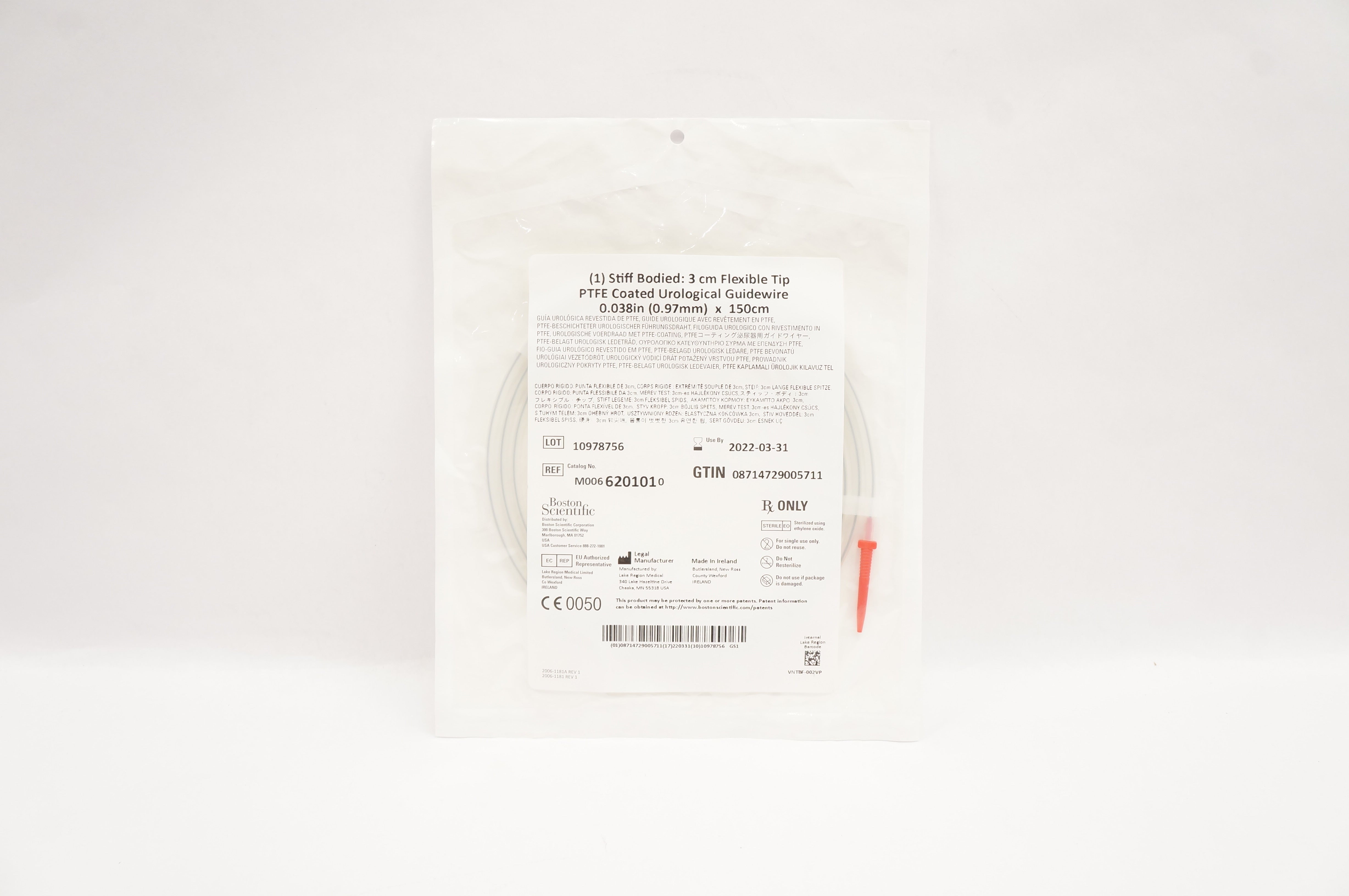 Boston Scientific 620101 PTFE Coated Urological Guidewire .038in.x150cm (x)