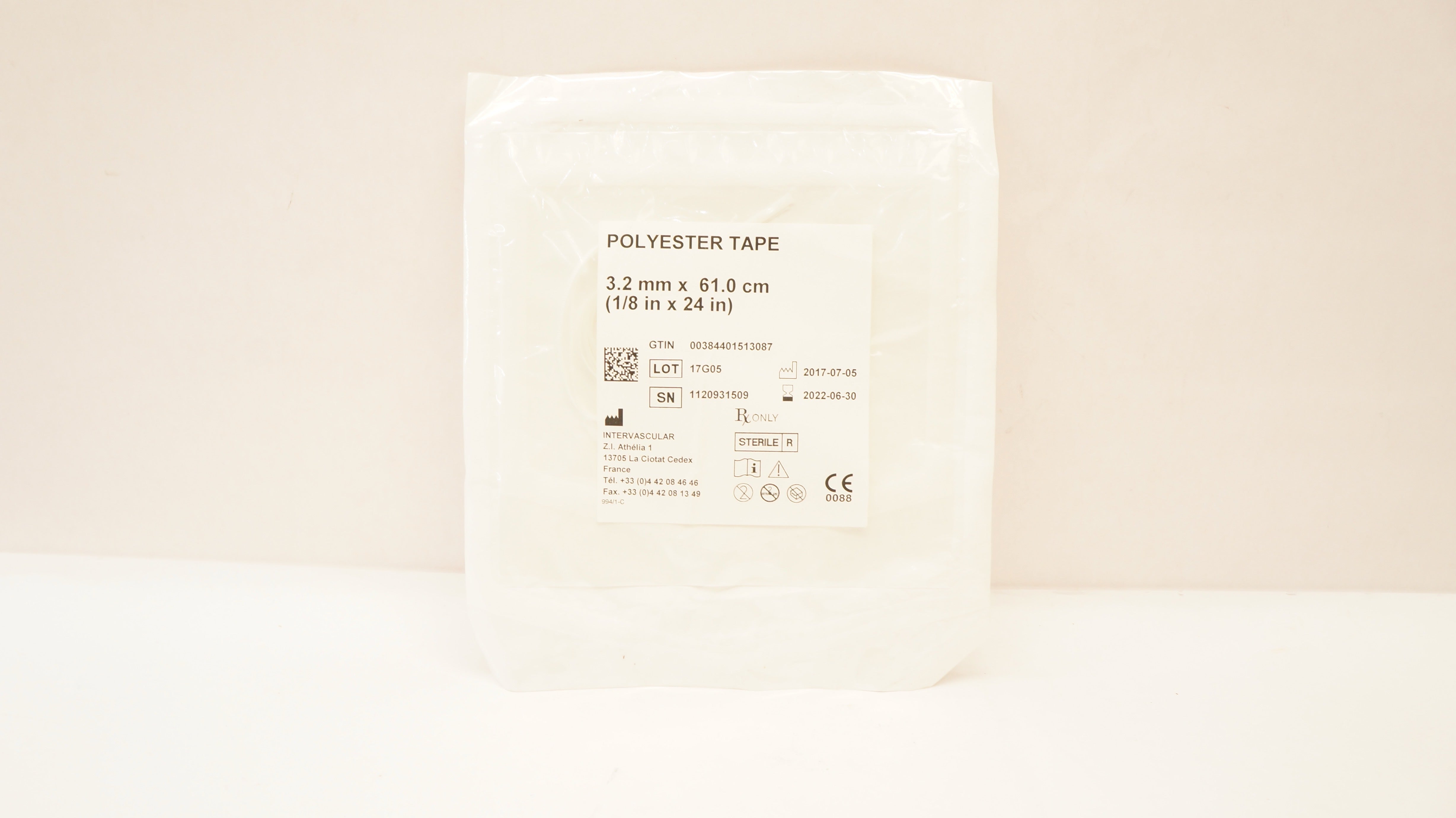 Intervascular Polyester Tape 1/8 x 24inch (x)