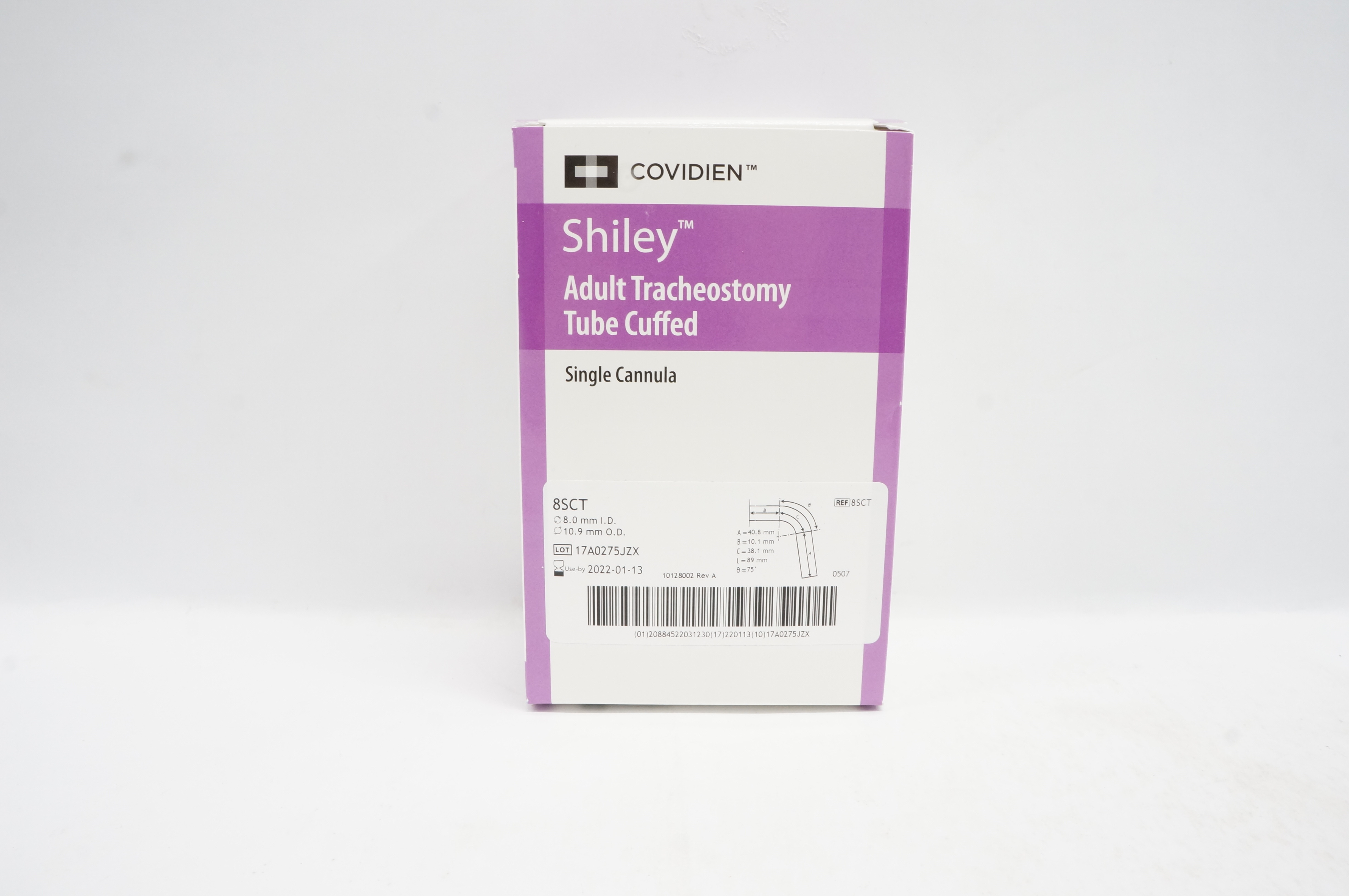 Covidien 8SCT Shiley Adult Tracheostomy Tube Cuffed 8.0mm x 10.9mm (x)