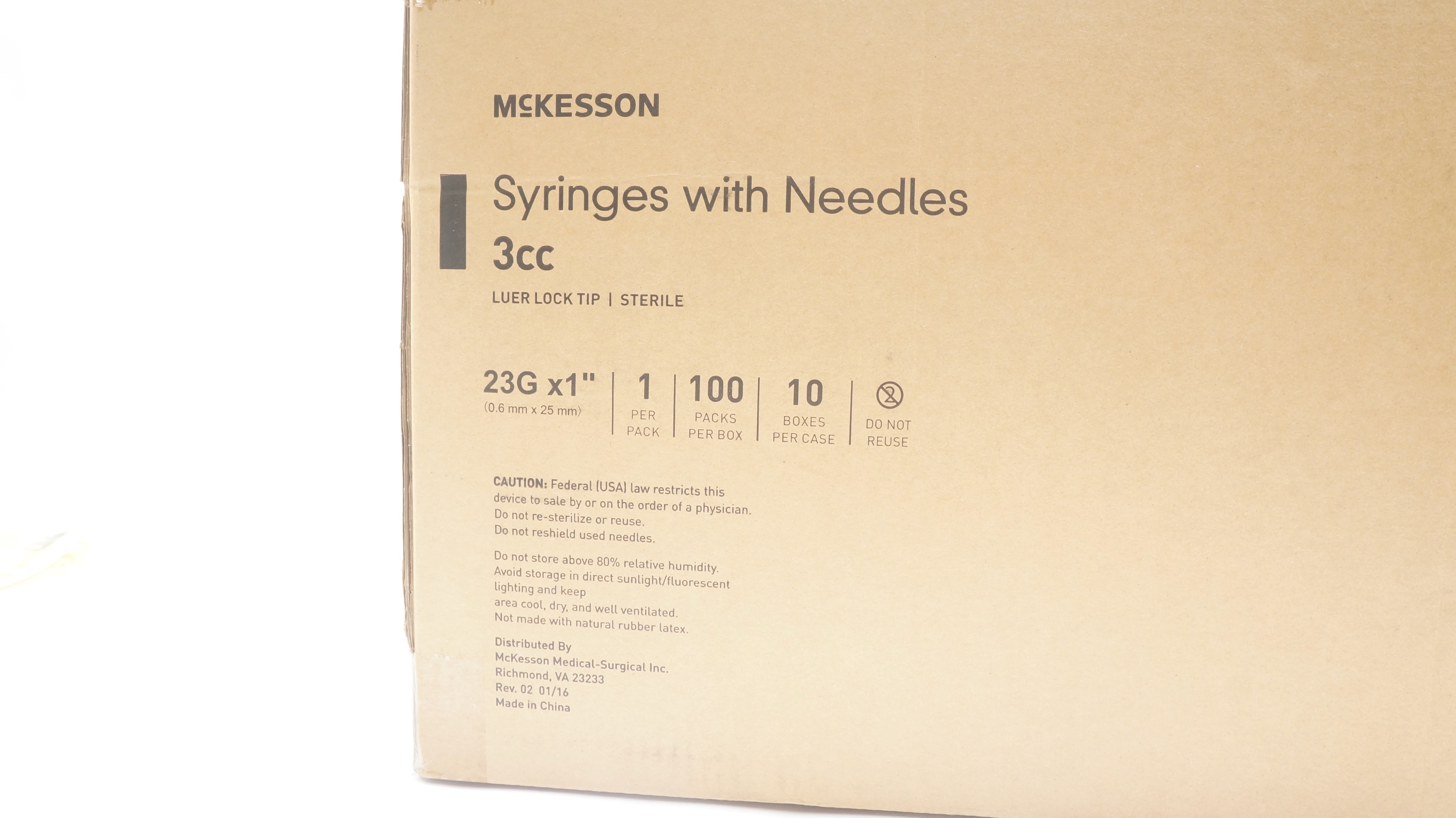 McKesson 16-SN3C231 Syringes W/Ndles 3cc 23G x 1inch - Case of 100