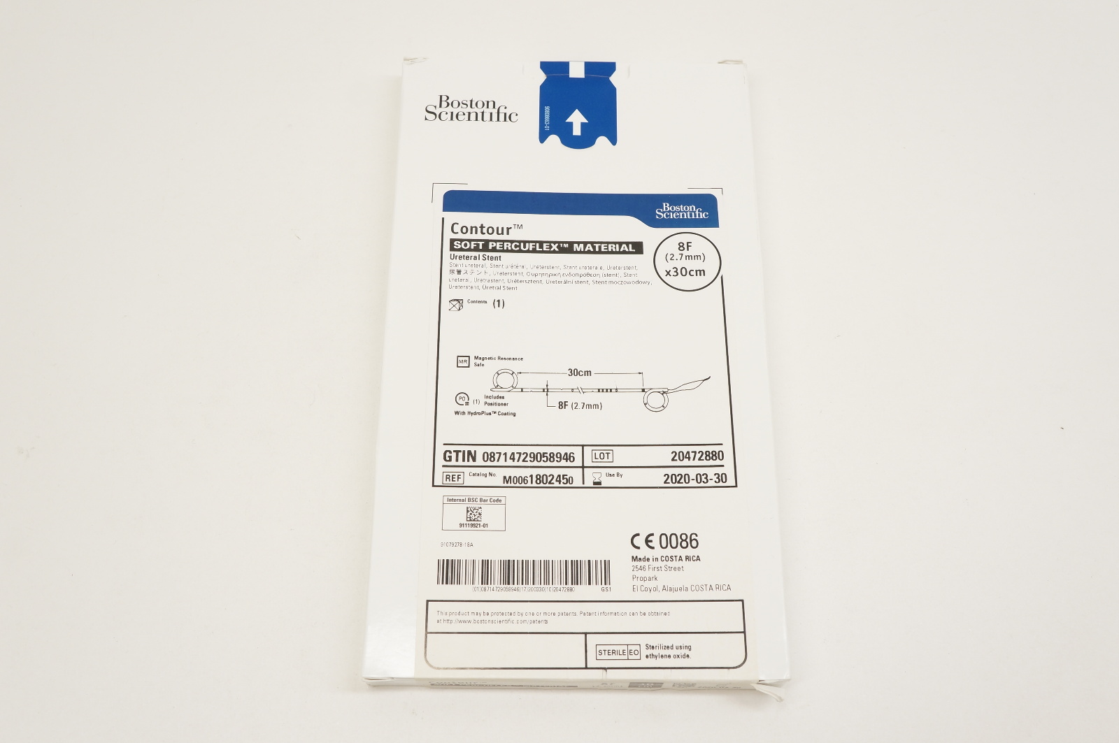 Boston Scientific 180245 Contour Soft Percuflex Material Ureteral Stnt 8F x 30cm