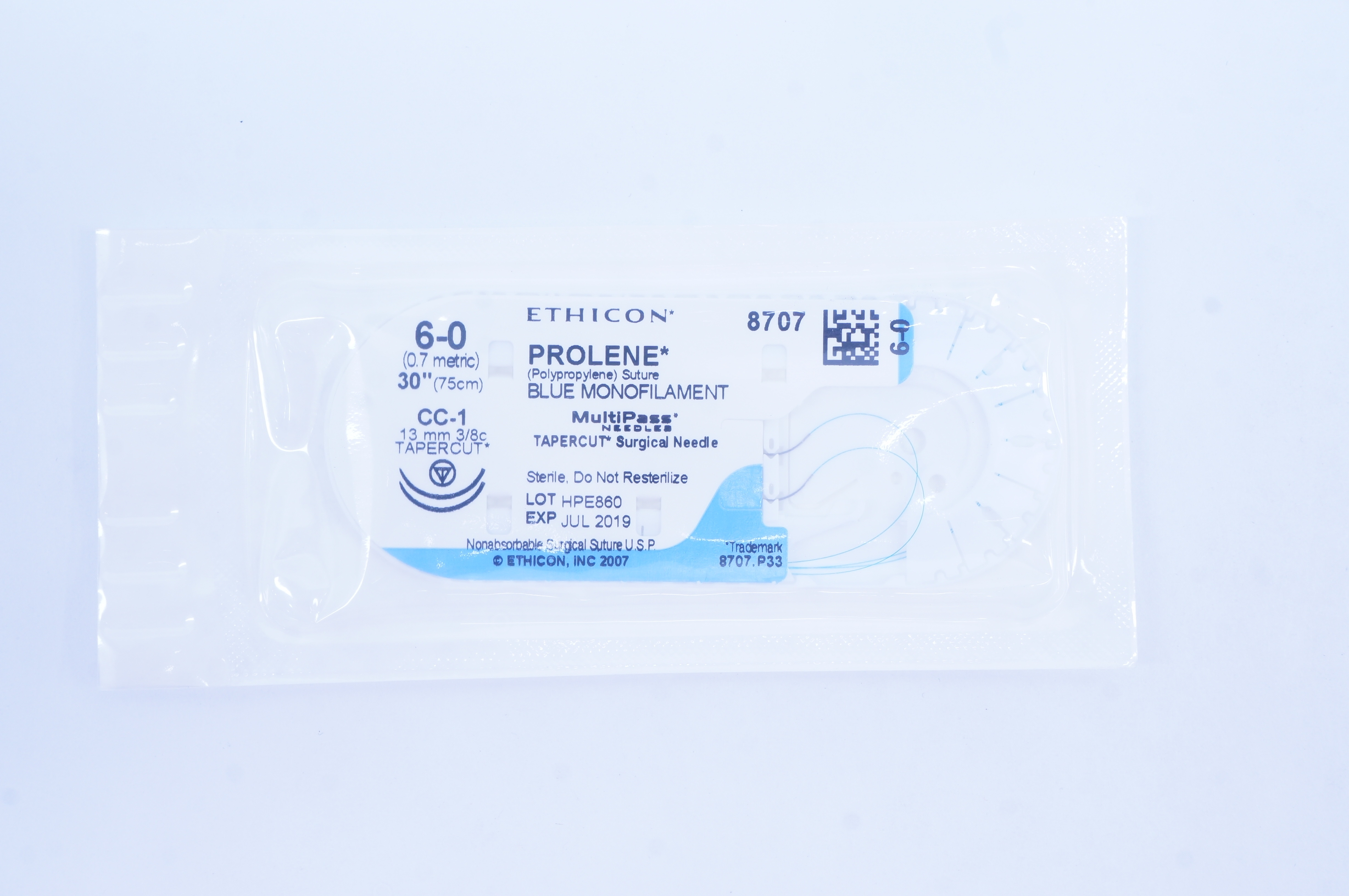 Ethicon 8707 6-0 PROLENE CC-1 13mm 3/8c Tapercut, 30inch (x)