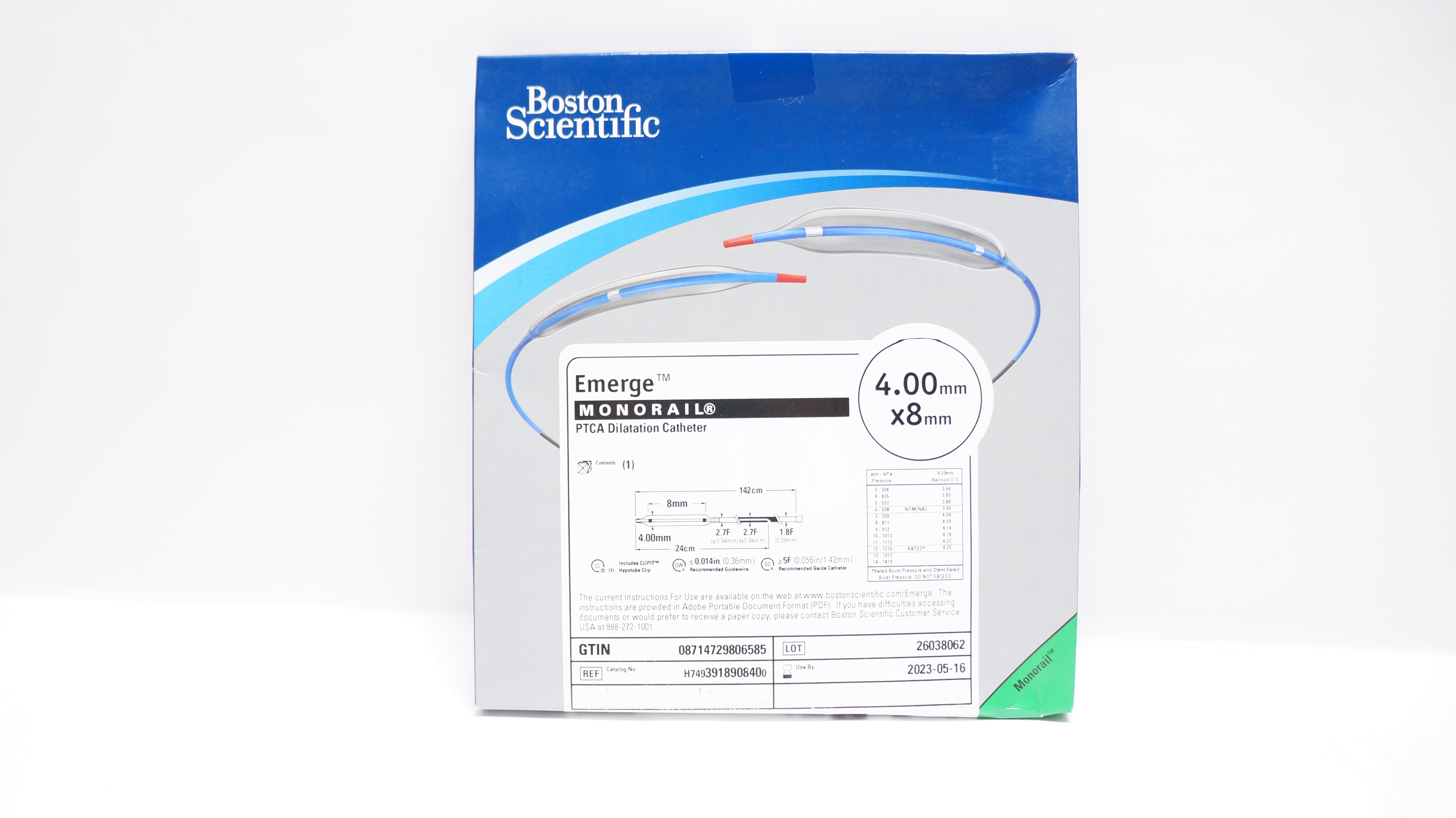 Boston Scientific H7493918908400 Emerge PTCA Dilatation Cath. 4.00mm x 8mm (x)