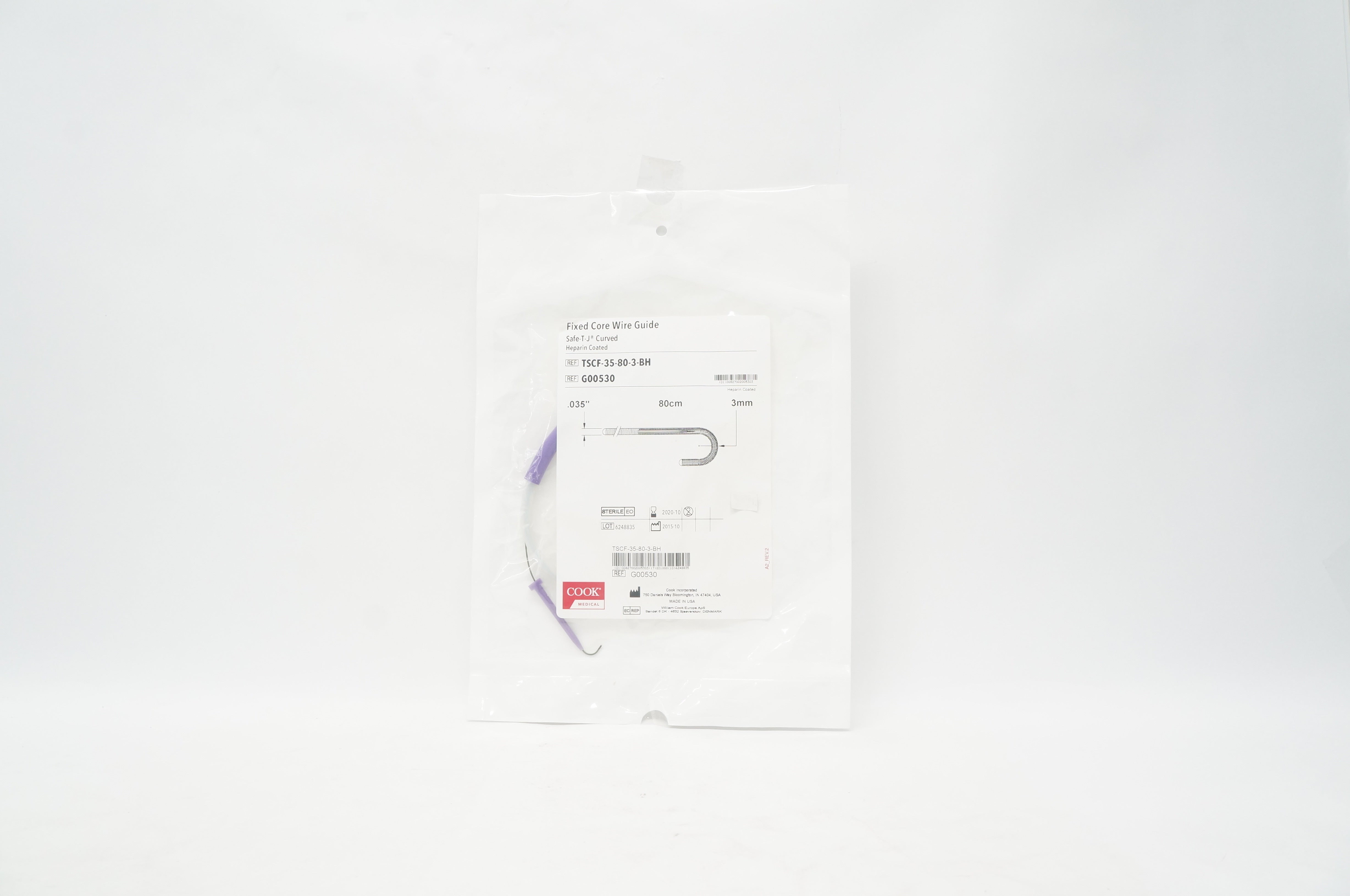 Cook Medical G00530 Fixed Core Wire Guide 80cm x 3mm x .035inch (x)