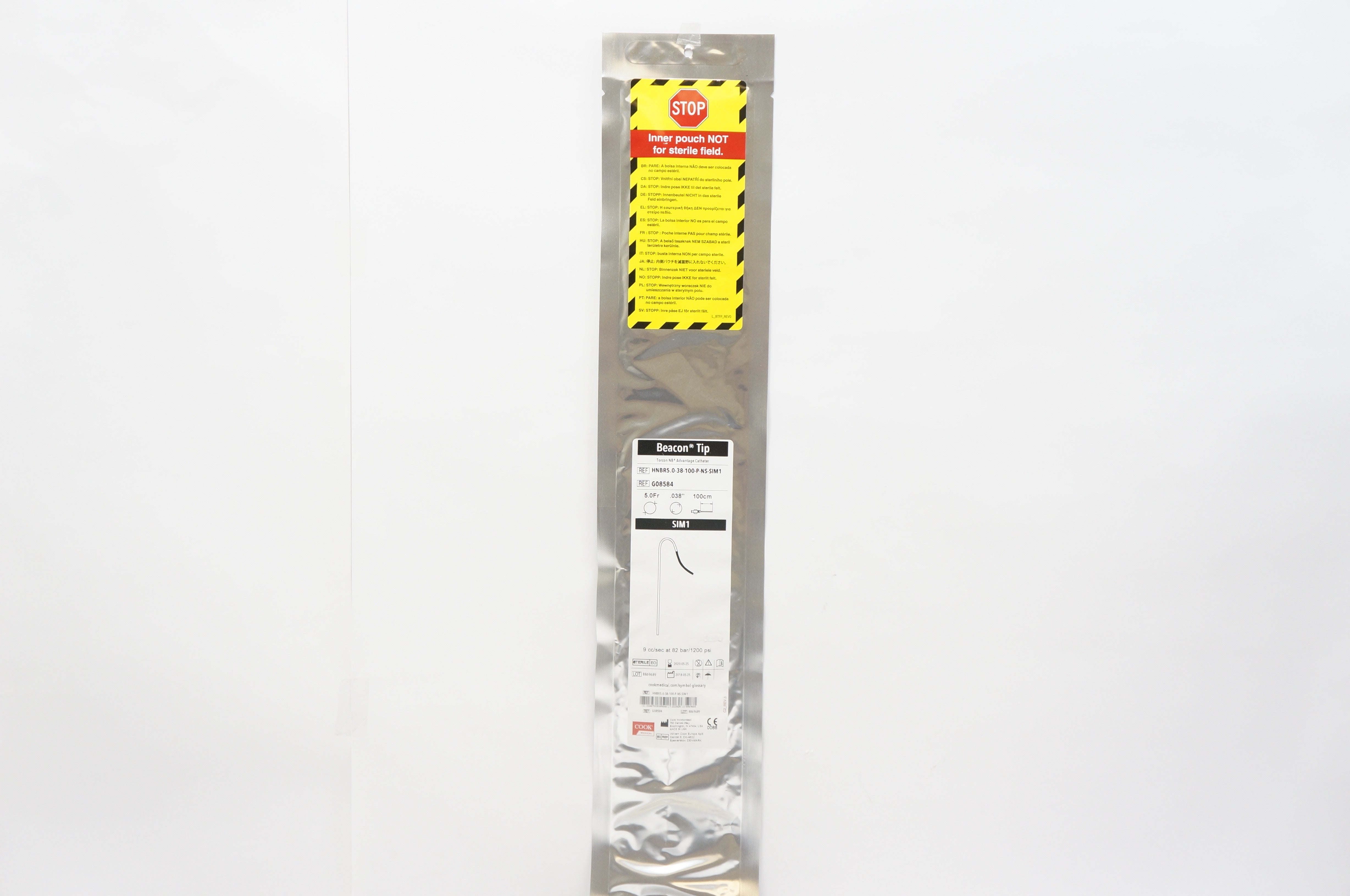 Cook G08584 Beacon Tip Tarcon NB Advantage Cath. 5 Fr x0.038inch x 100cm SIM1 (X)
