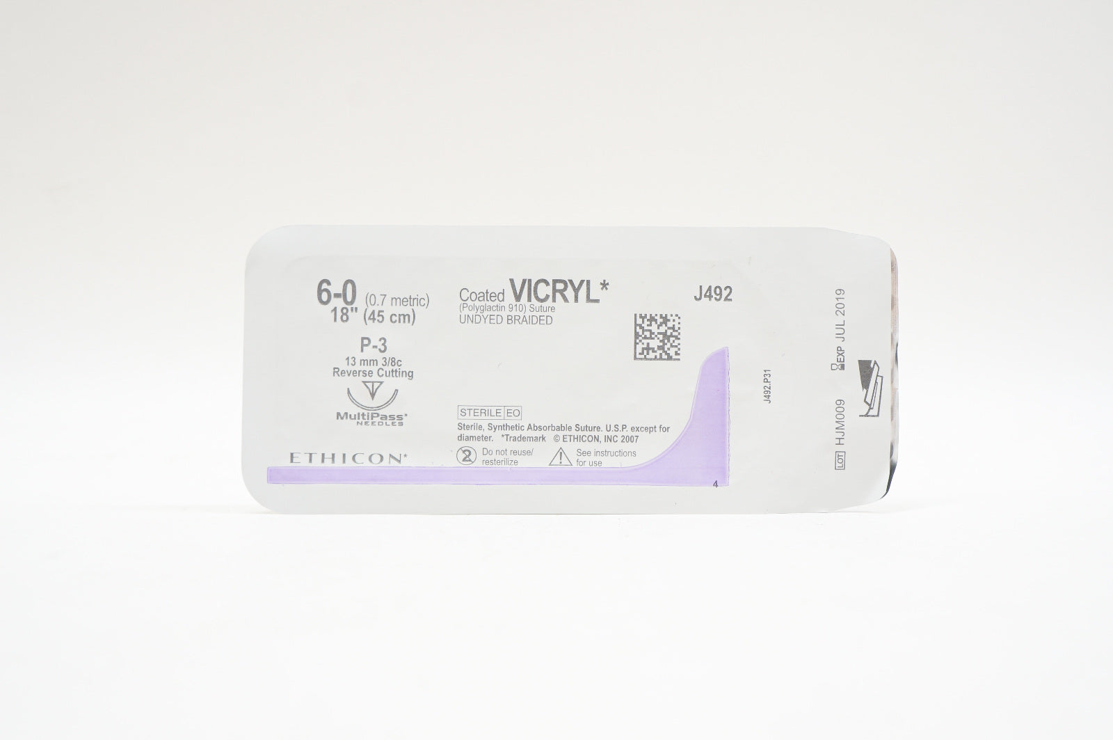 Ethicon J492 6-0 VICRYL, P-3, 13mm 3/8c Reverse Cutting, 18inch (x) - lot of 11