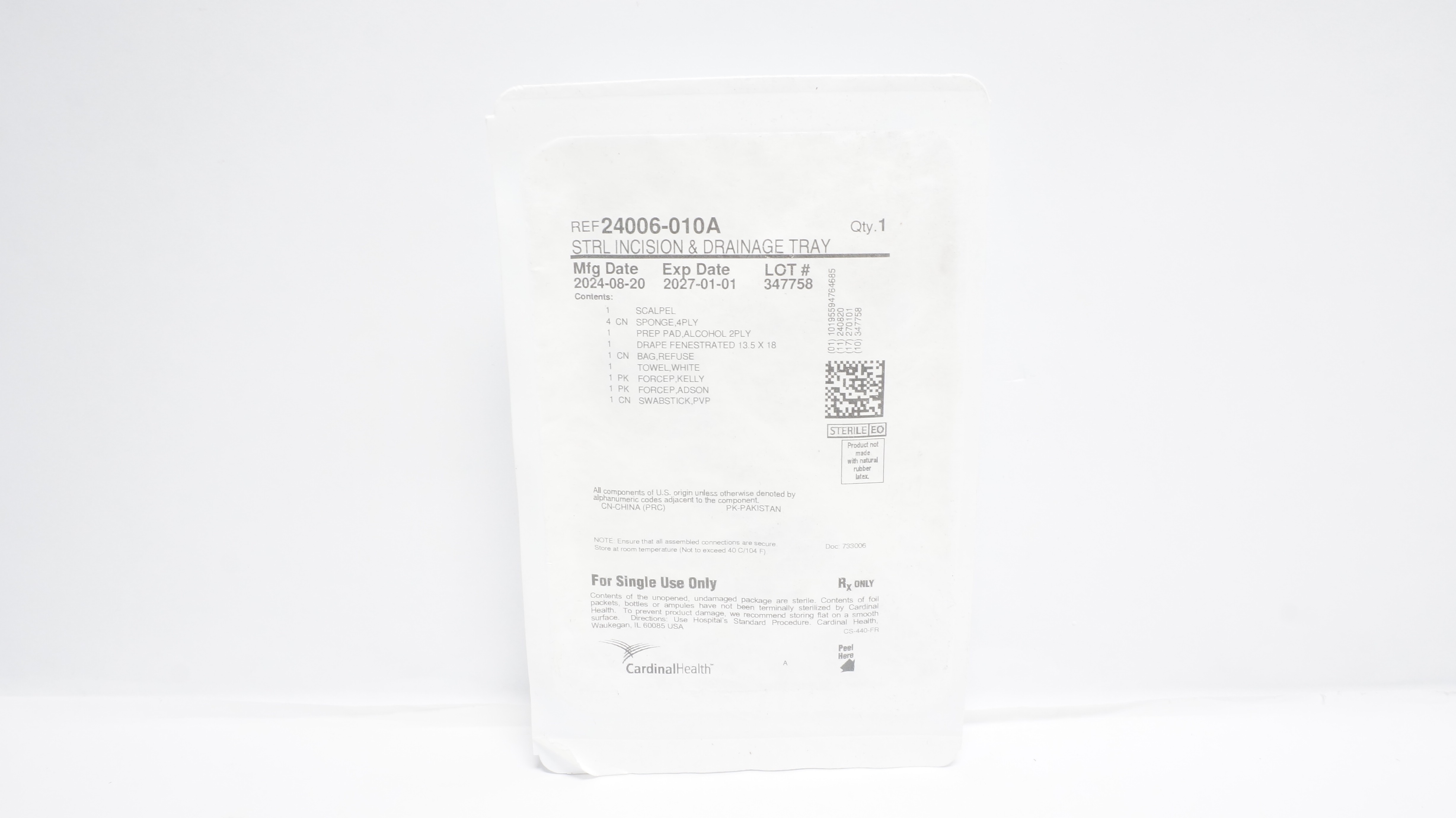 Cardinal Health 24006-010A STRL Incision & Drainage. Tray
