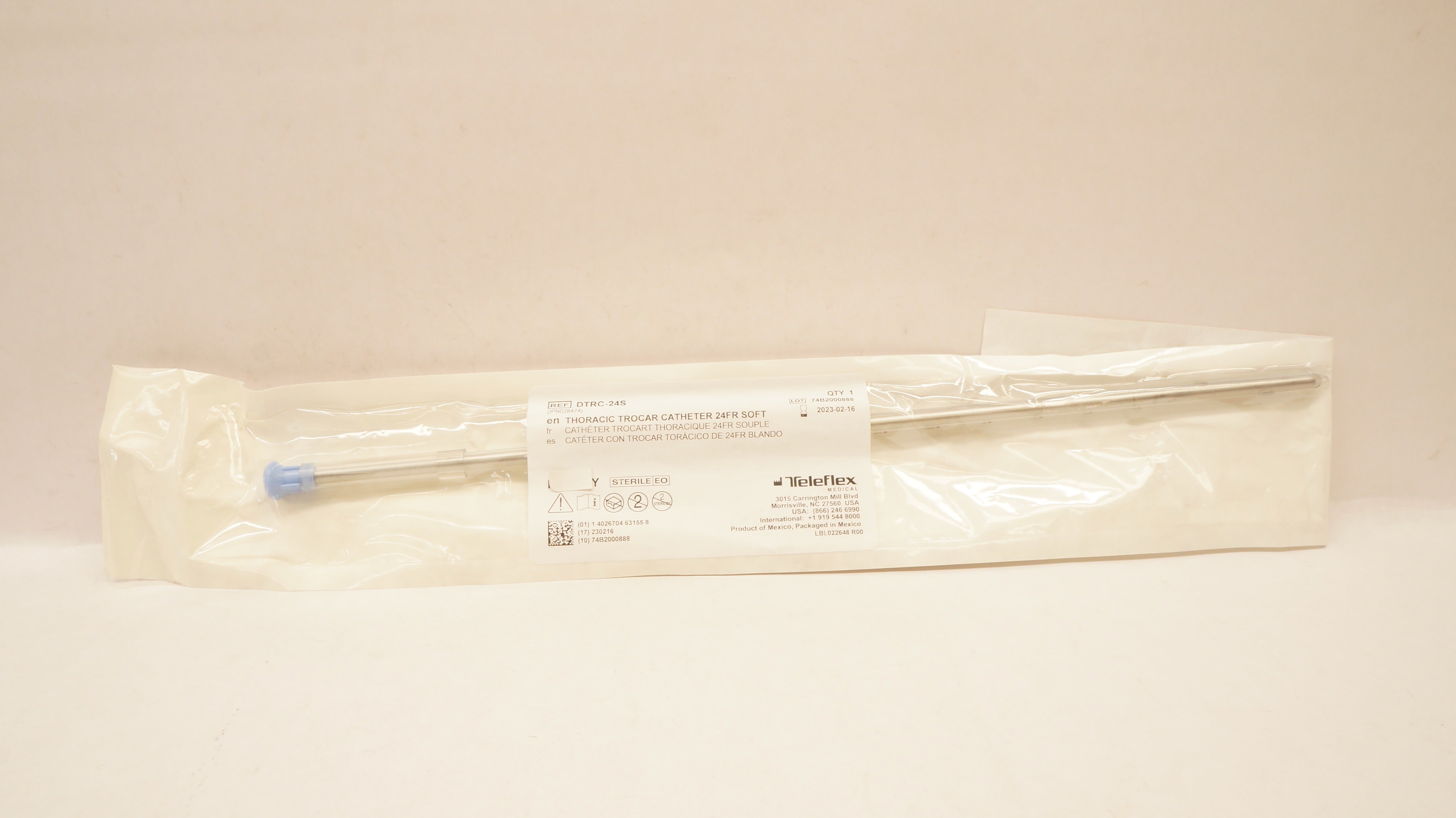 Teleflex DTRC-24S Thoracic Trocar Cath. 24Fr Soft (x)
