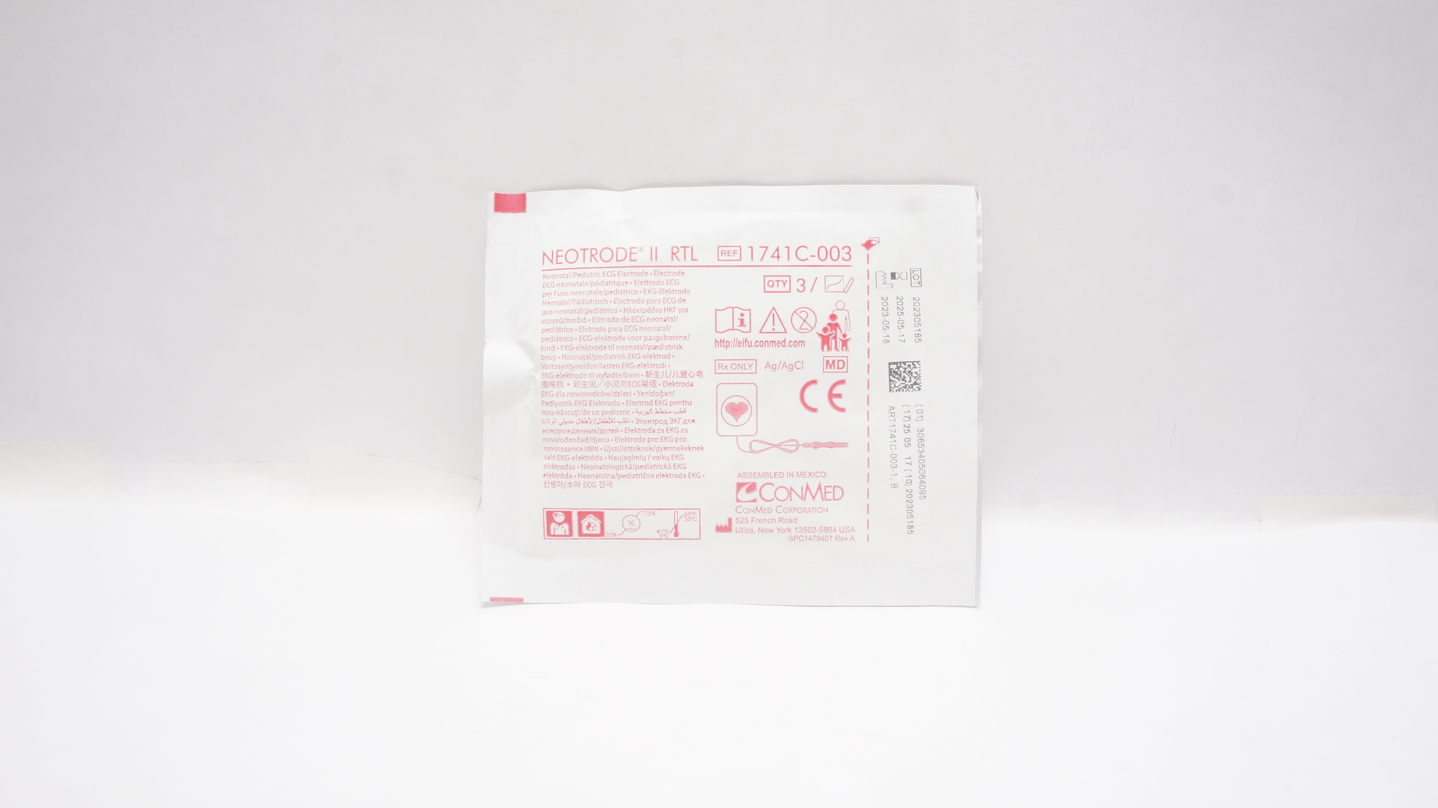 ConMed 1741C-003 Neotrode II RTL Neonatal/Pediatric ECG Electrode - Pack of 3