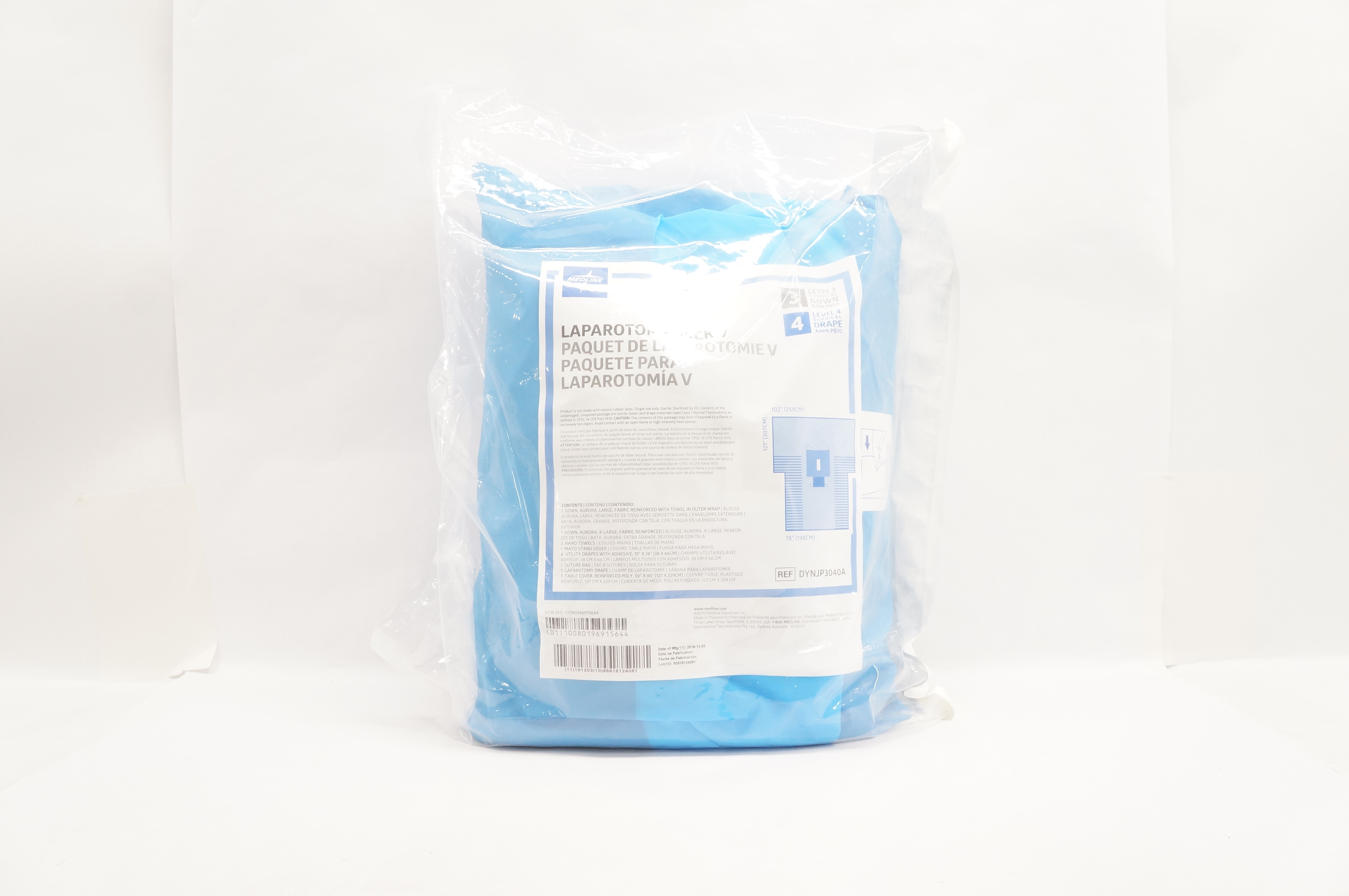 Medline DYNJP3040A Laparotomy Pack V, Level 4, 121inch x 102inch x 78inch