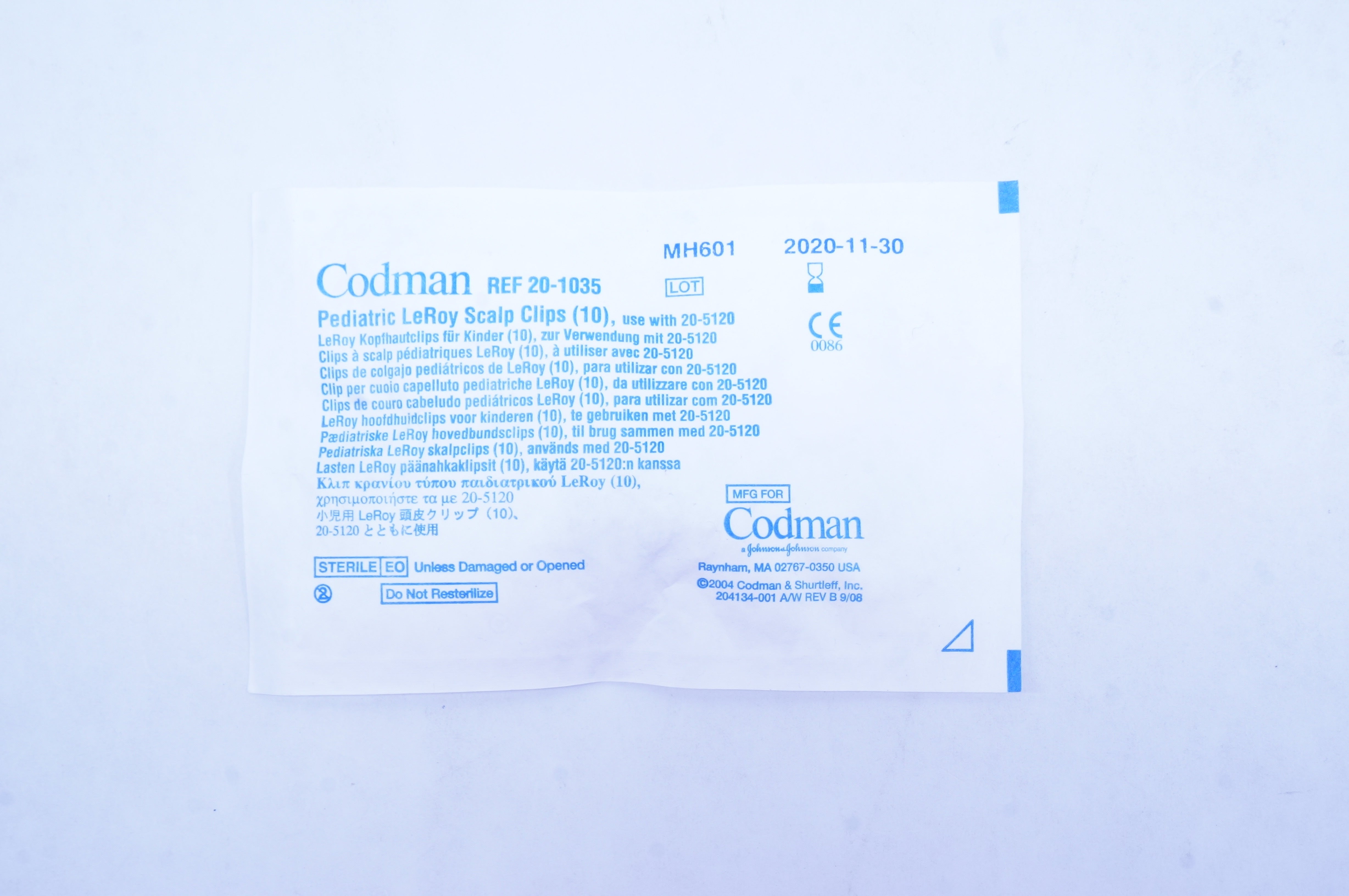 Codman 20-1035 Pediatric LeRoy Scalp Clips - Pack of 10