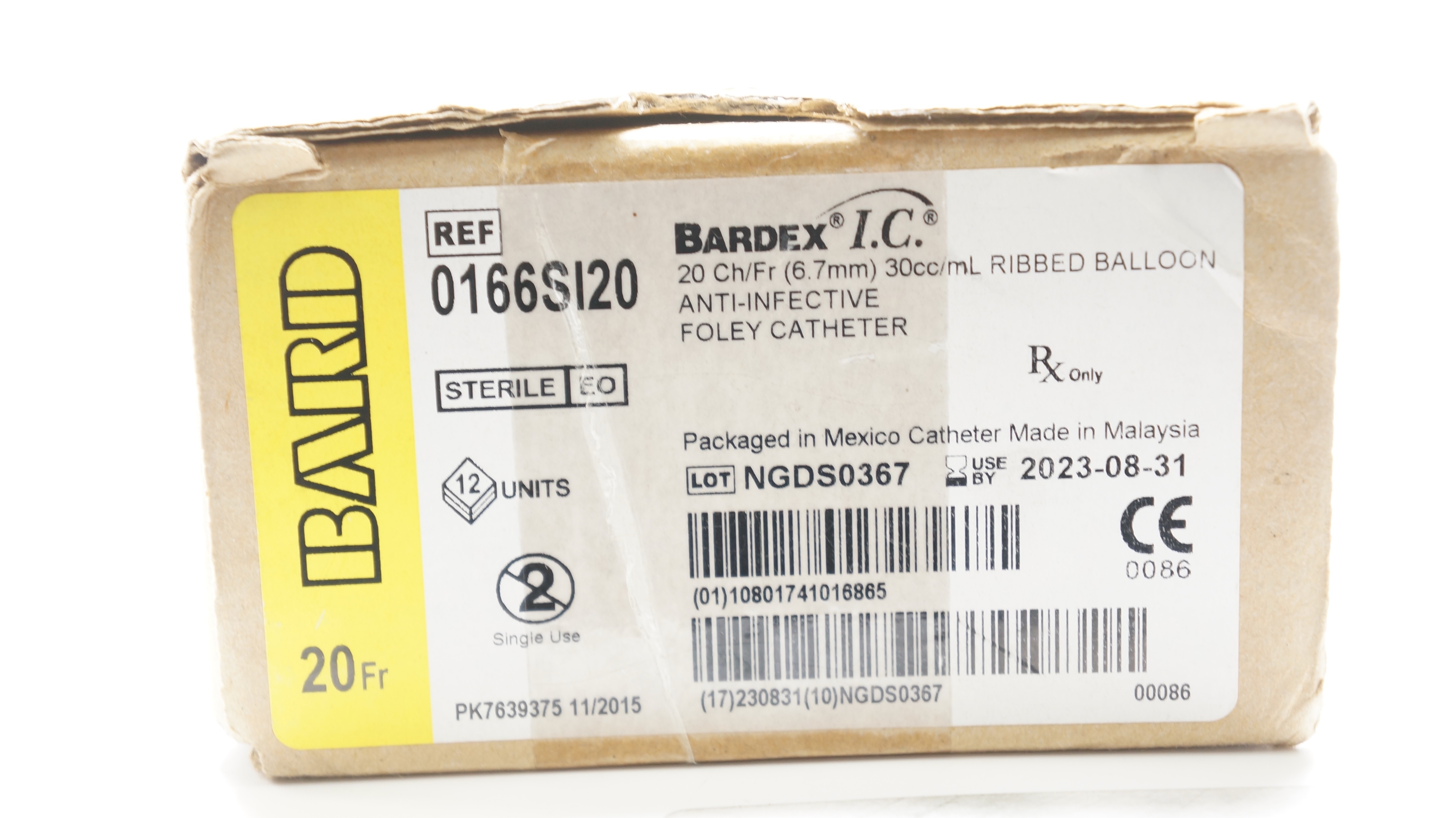 Bard 0166SI20 BARDEX I.C. 2-Way Foley Cath. 20 Fr 30 cc (x) - Box of 11