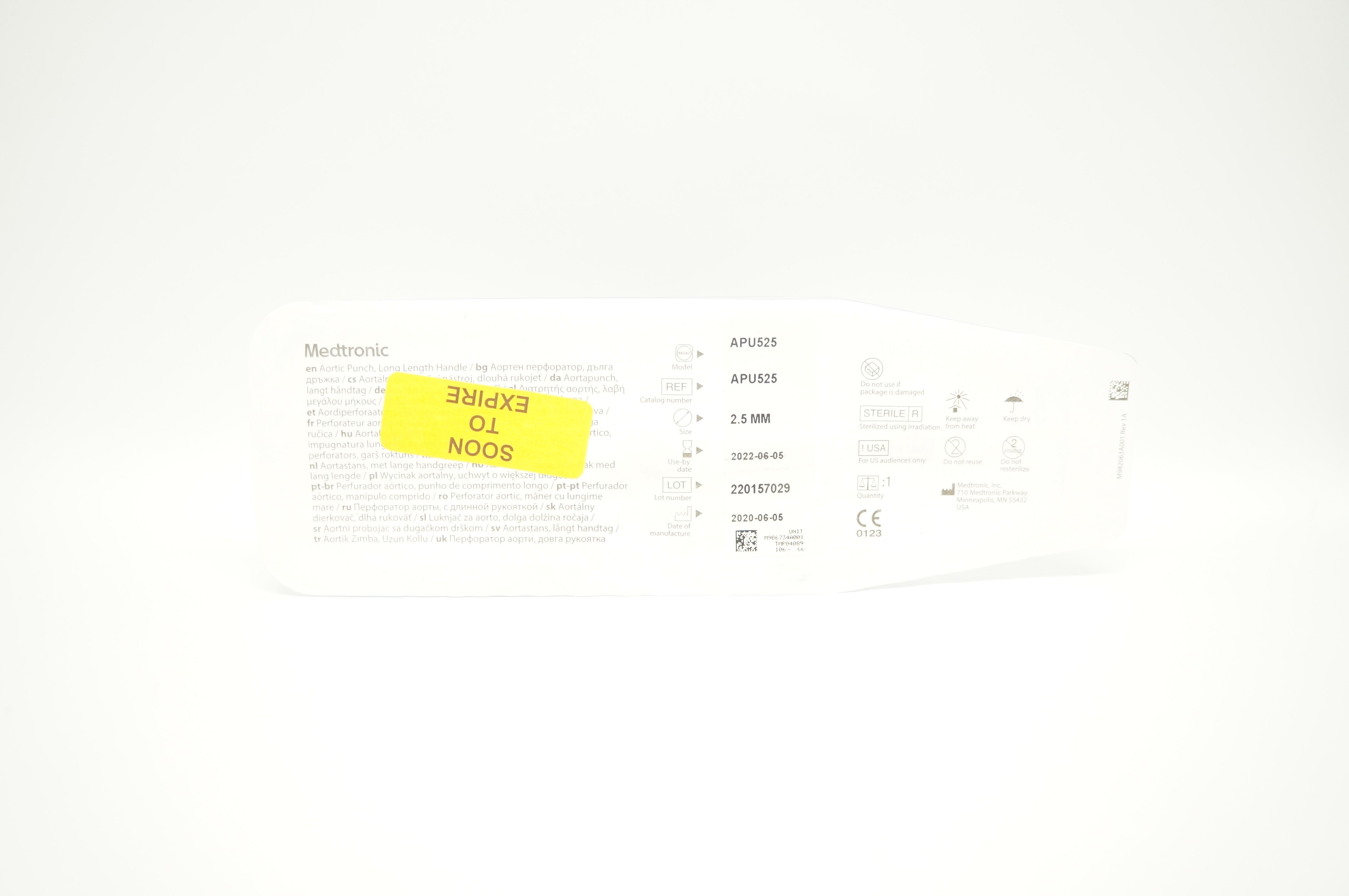 Medtronic APU525 Aortic Punch, Long Length Handle 2.5mm