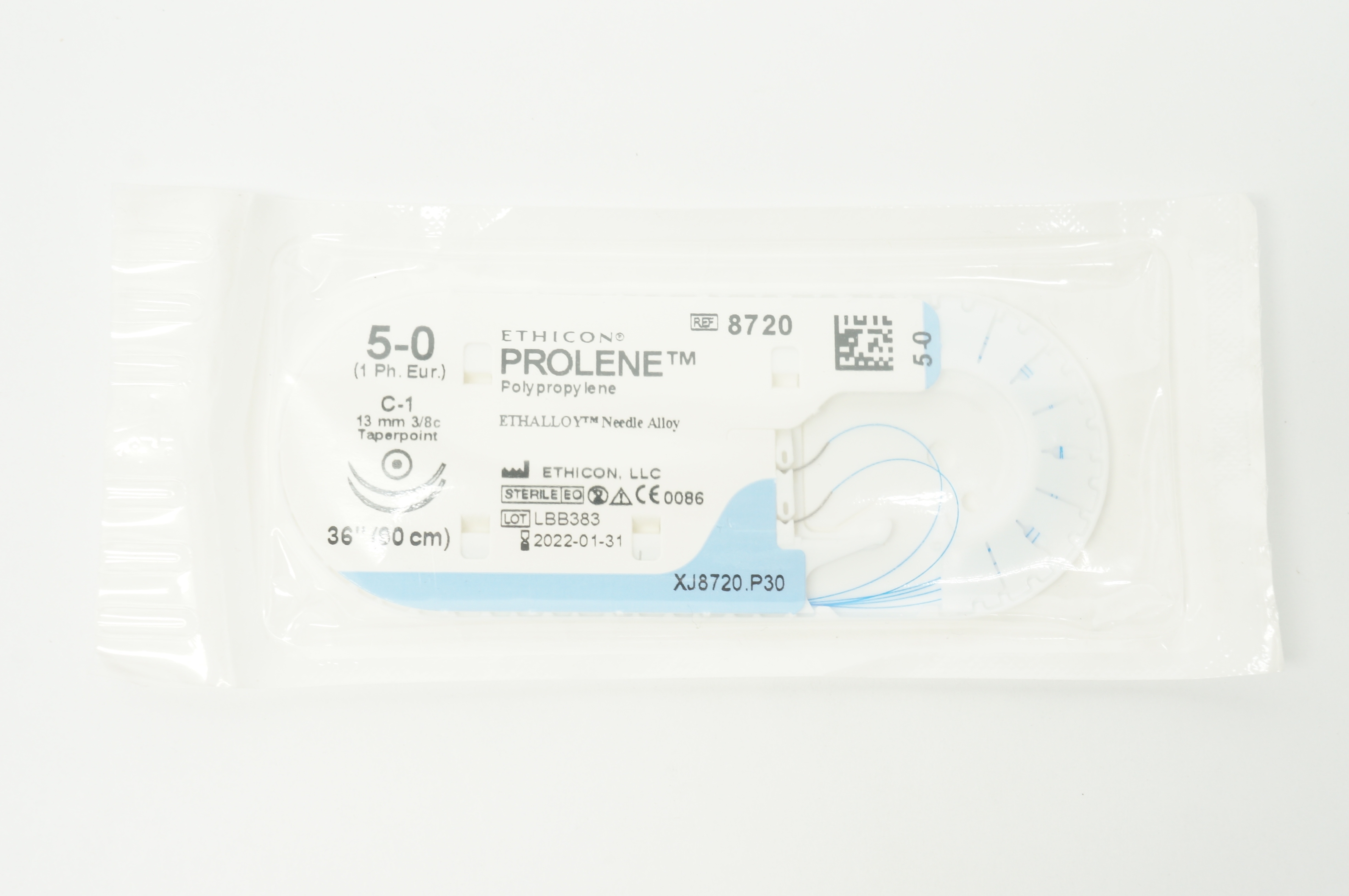 Ethicon 8720 5-0 PROLENE, C-1, 13mm 3/8c Taperpoint, 36inch
