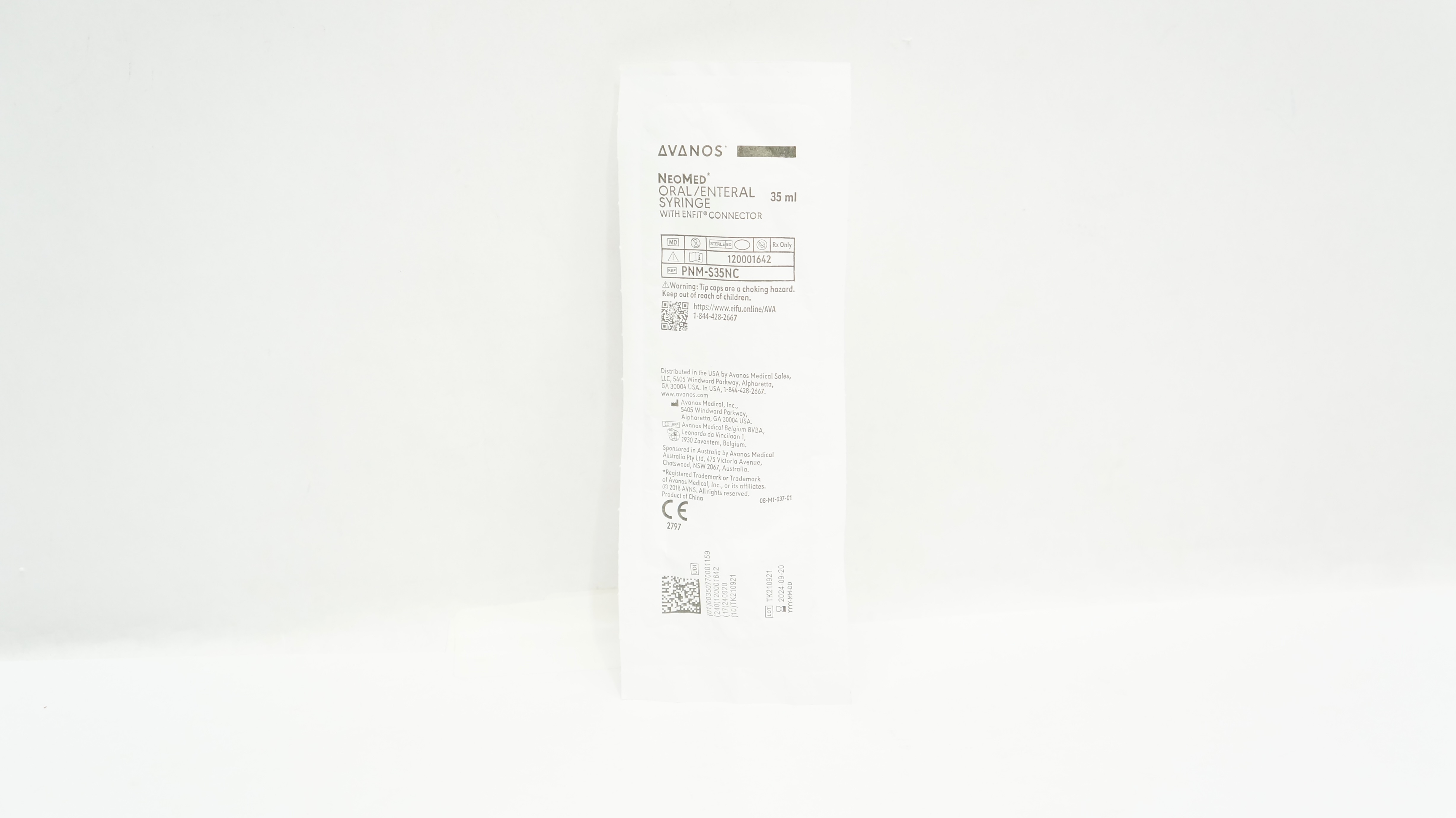 Avanos PNM-S35NC NeoMed Oral/Enteral Syringe with ENFIT Connector 35mL