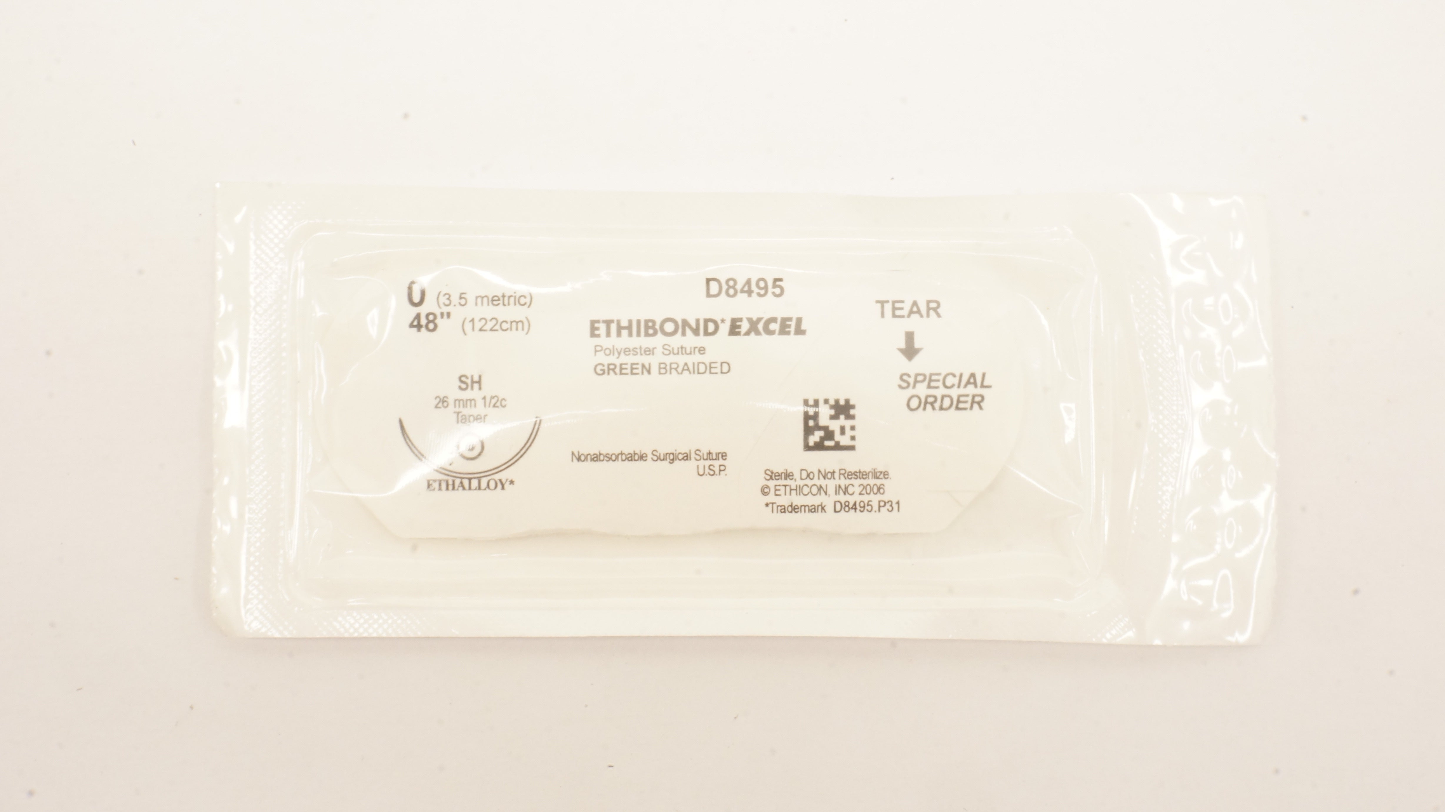 Ethicon D8495 0 Ethibond Excel Polyester Stre SH 26mm 1/2c Taper, 48 inch