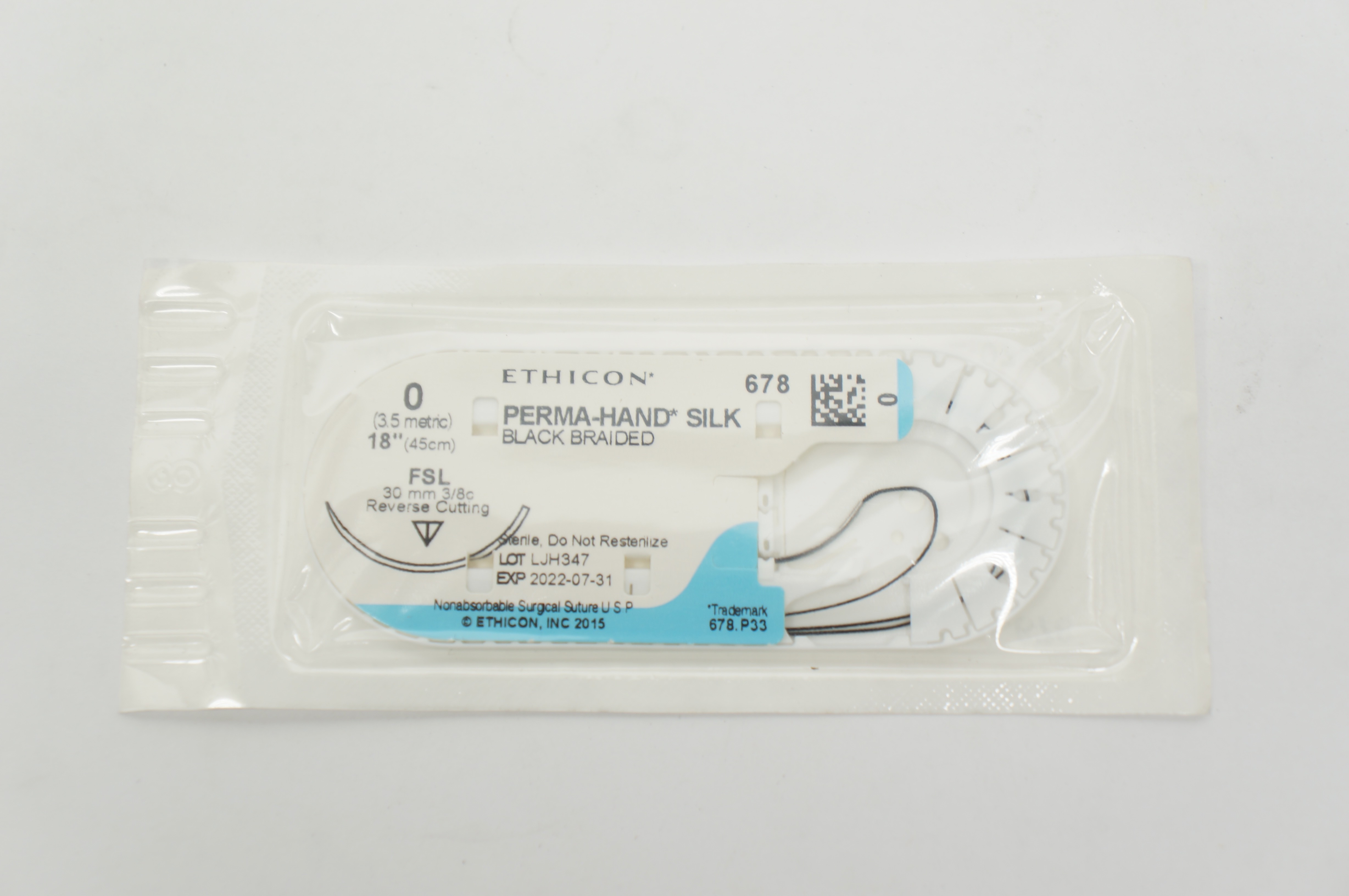 Ethicon 678 0 PERMA-HAND SILK Stre FSL, 30mm 3/8c Reverse Cutting, 18inch (x)