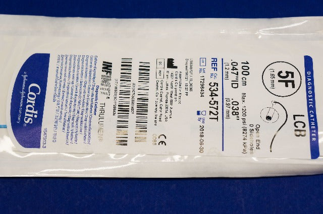 Cordis 534-572T Diagnostic Cath. 5F x 0.038in. x 100cm LCB (x)