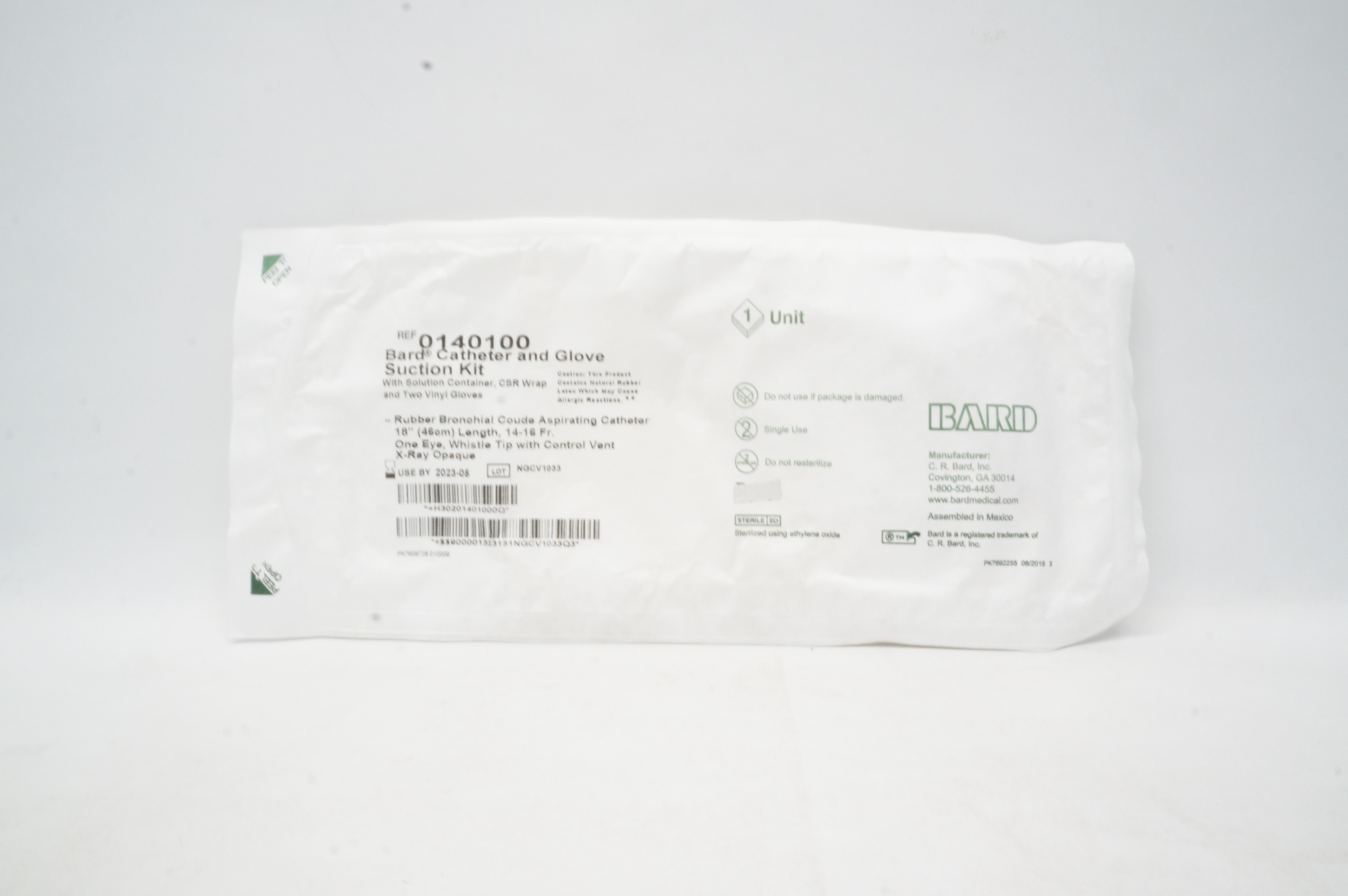 Bard 0140100 Bronchial Cath. And Glove Suction Kit, 18inch Length, 14-16Fr.