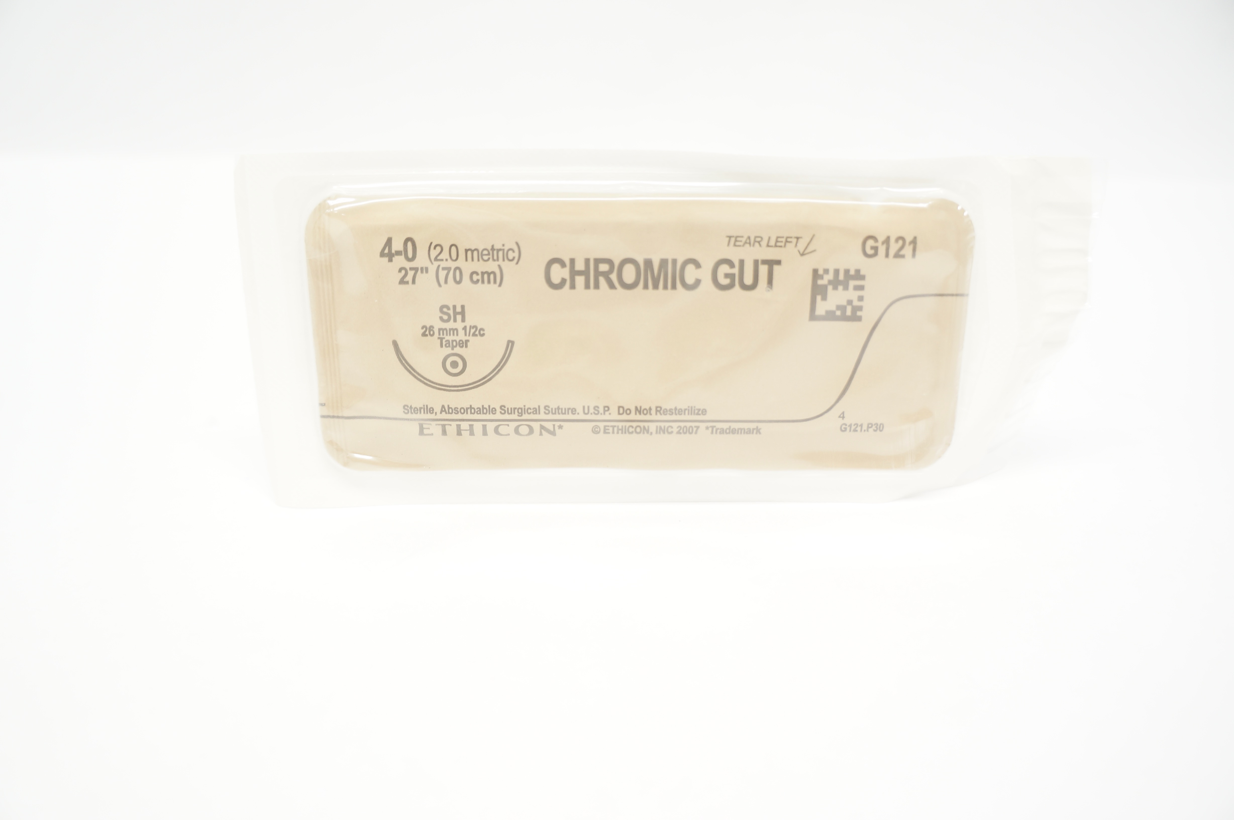 Ethicon G121 4-0 CHROMIC GUT, SH, 26mm 1/2c Taper, 27inch