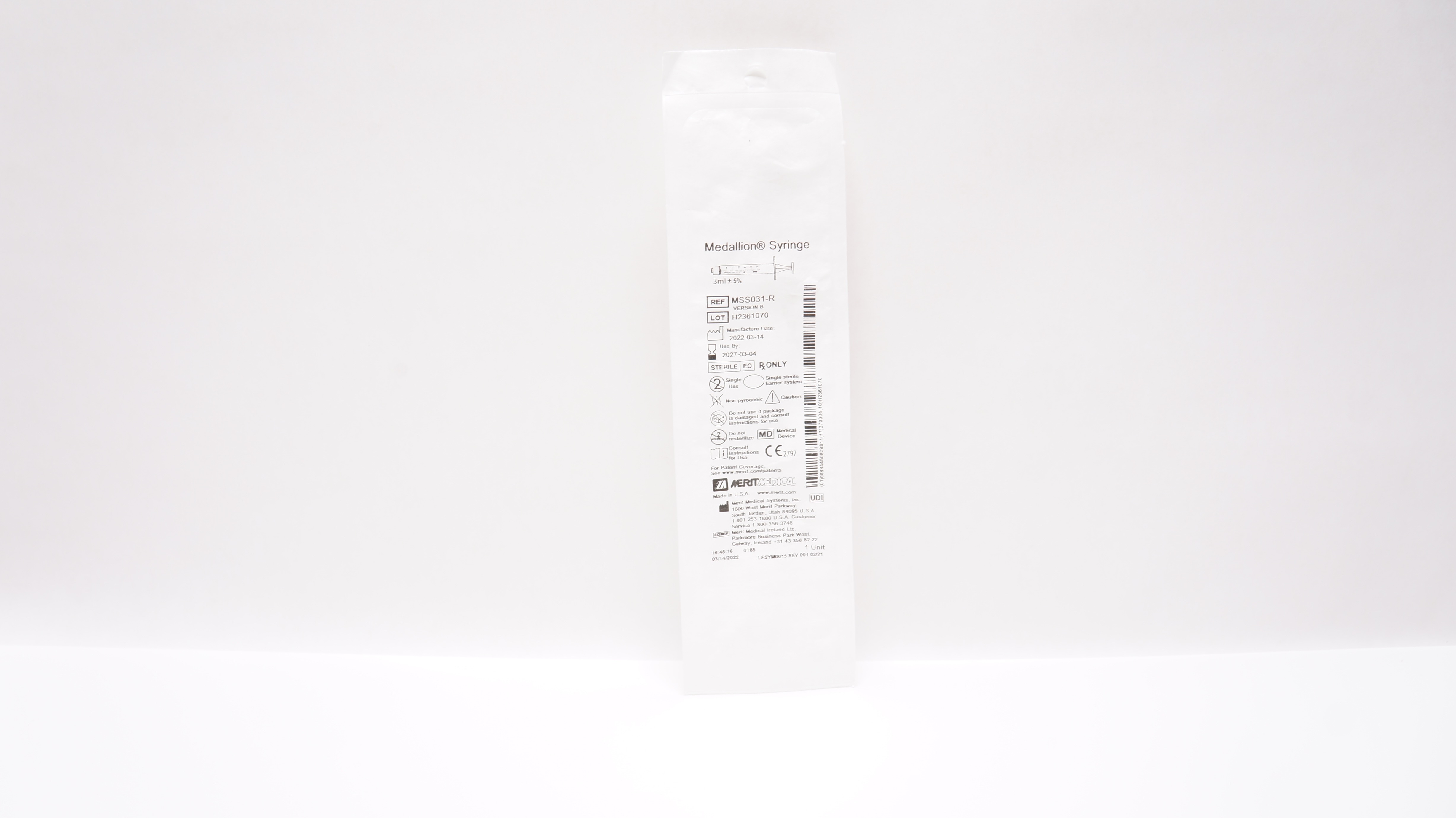 MeritMedical MSS031-R Medallion Syringe 3mL ± 5%