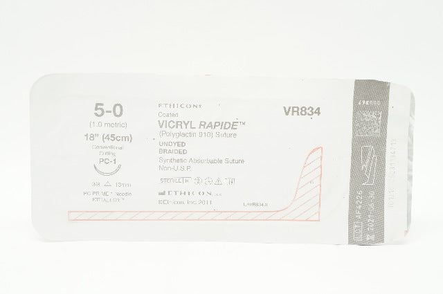Ethicon VR834 5-0 Vicryl Rapide Stre PC-1 13mm 3/8c Conventional Cutting,18in(x)