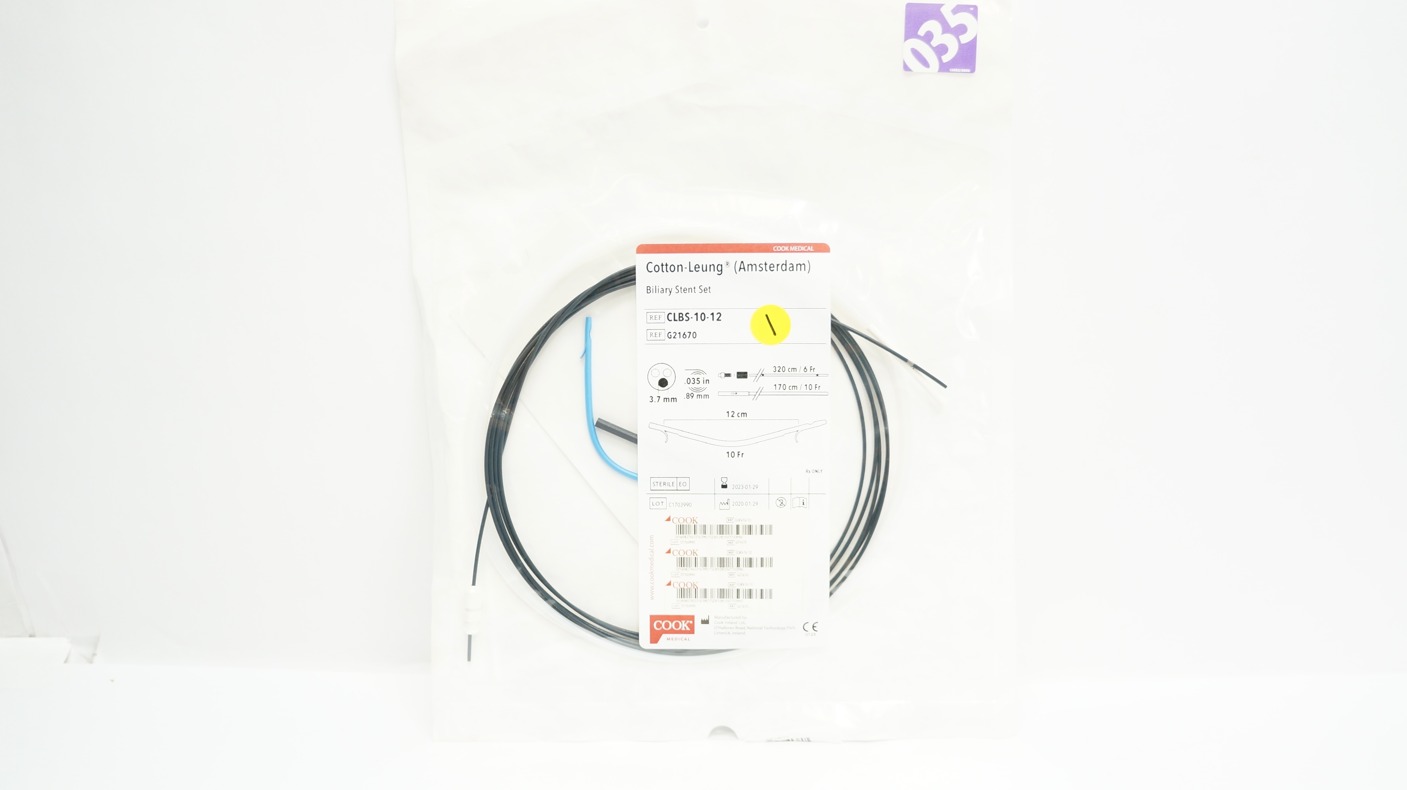 Cook Medical G21670 Cotton-Leung Biliary Stent Set 12cm x 10Fr (x)