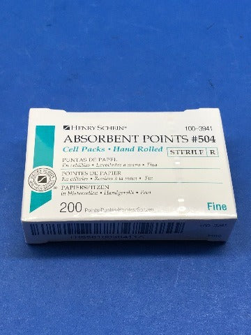 Henry Schein 100-3941 Absorbent Points #504 Cell Packs, Hand Rolled ~ Box of 200
