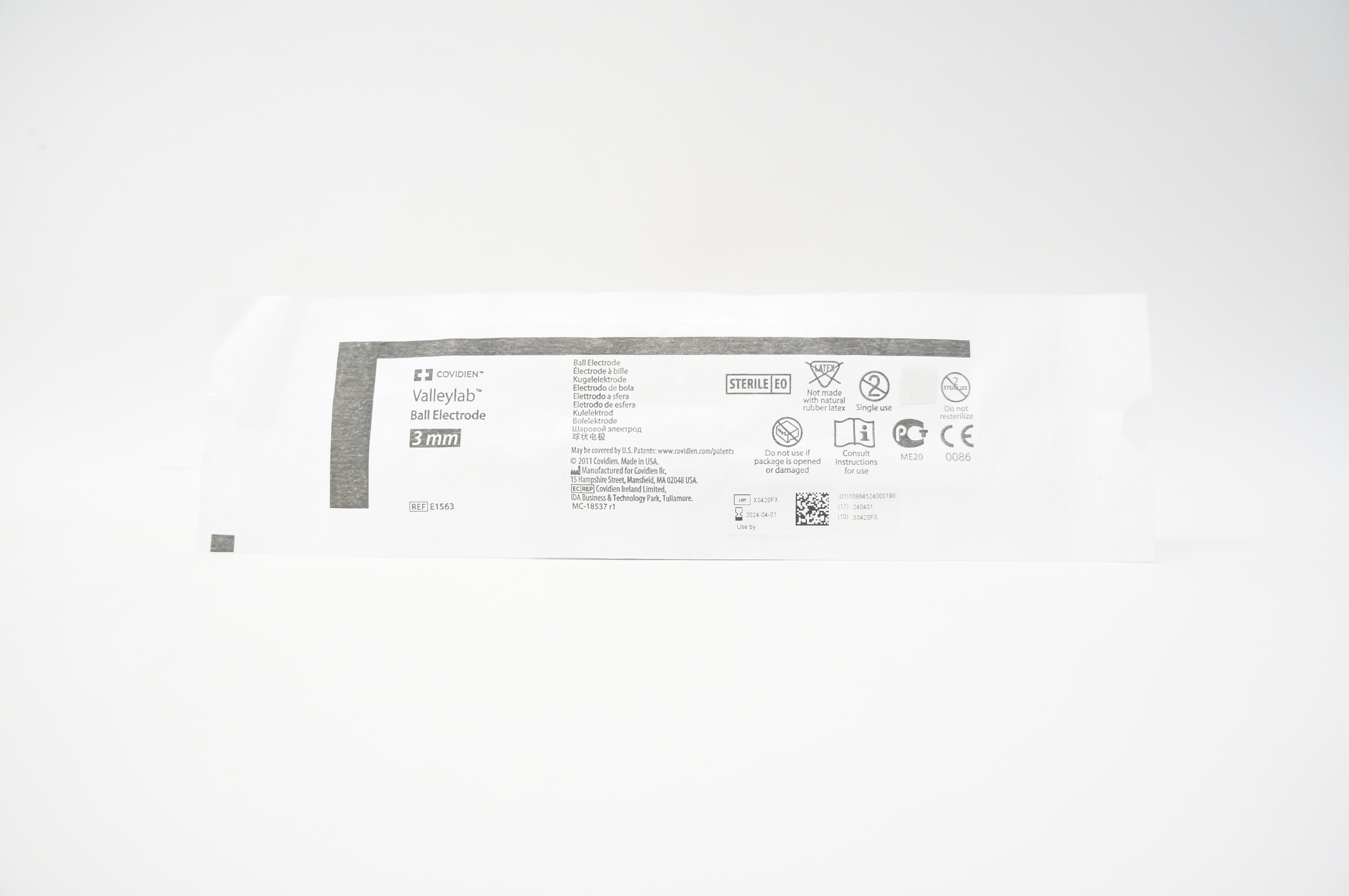 Covidien E1563 Valleylab Ball Electrode 3mm