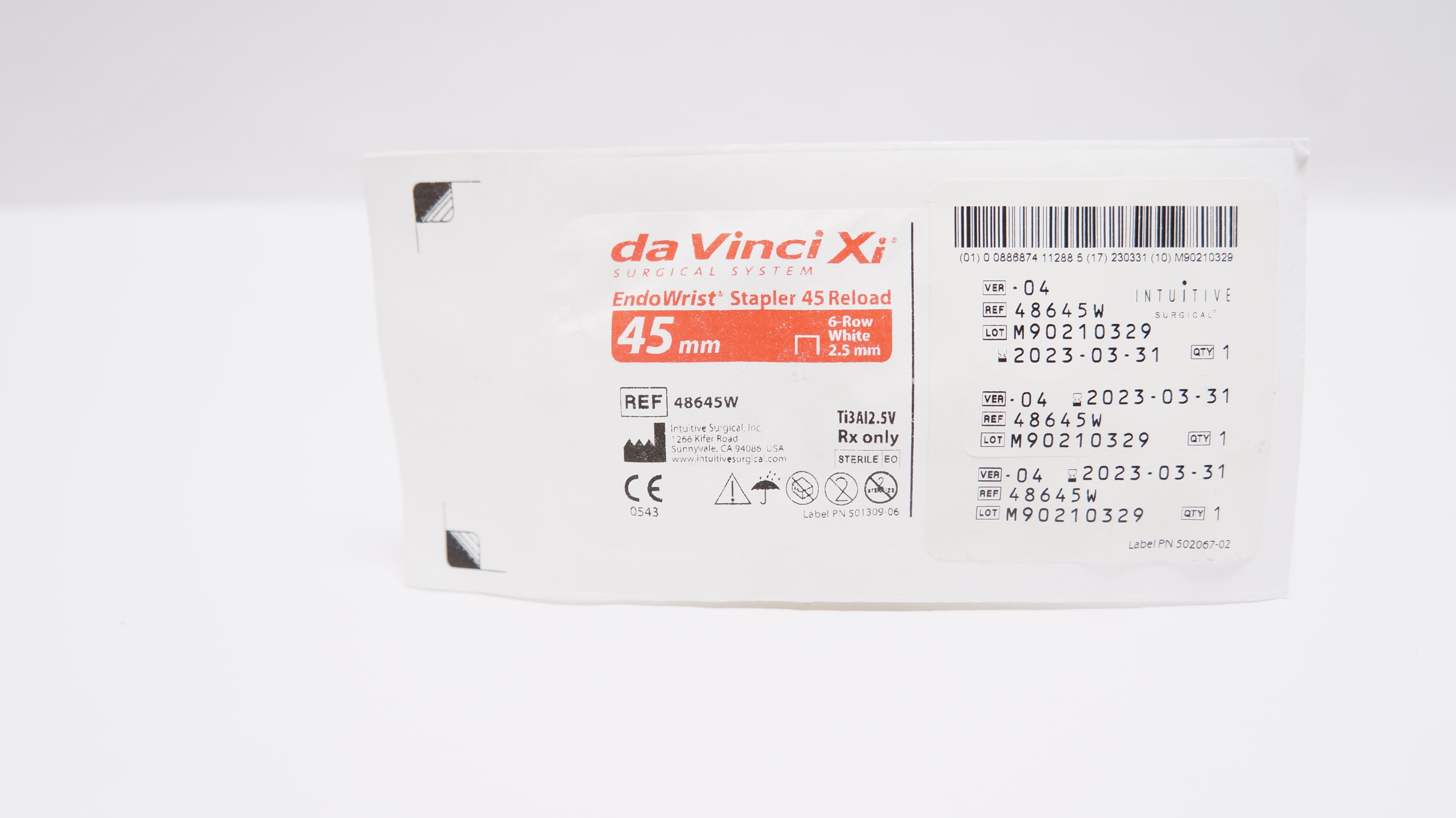 Intuitive 48645W DaVinci Xi EndoWrist Stapler 45 Reload 6-Row 2.5mm x 45mm (x)