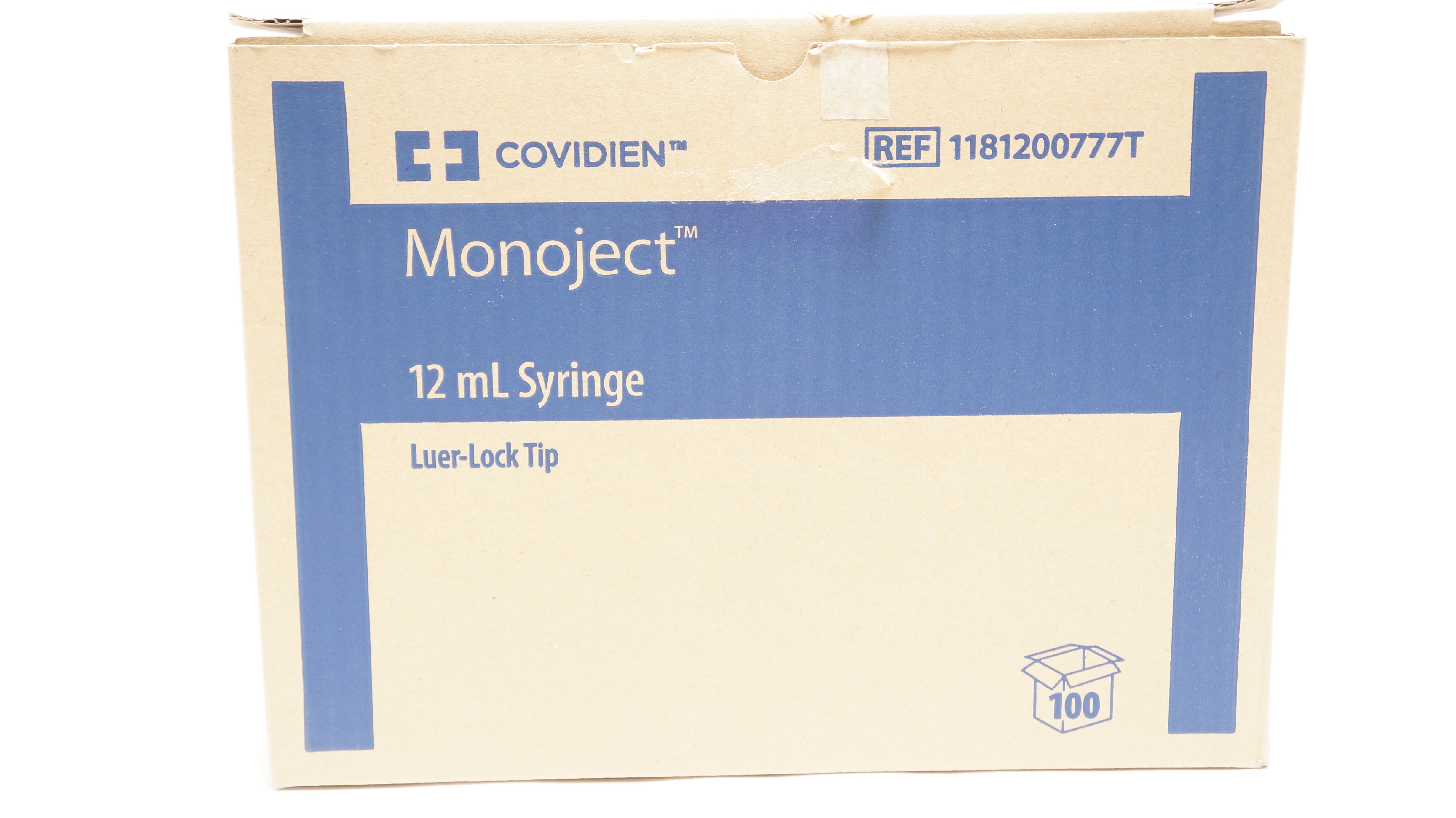 Covidien 1181200777T Monoject Syringe, Luer-Lock Tip, 12mL - Box of 100