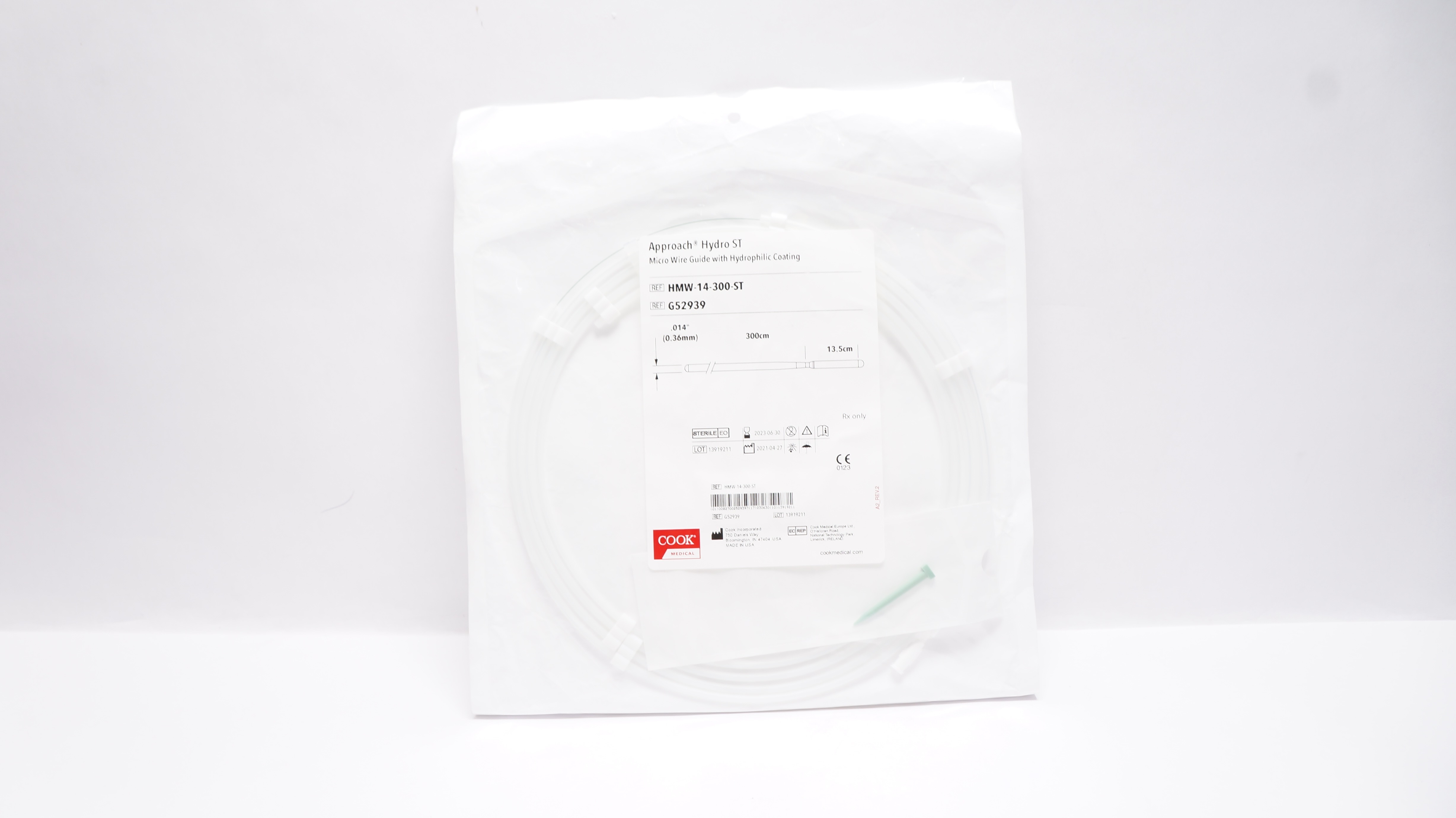 Cook G52939 Approach Hydro ST Micro Wire Guide w/Coating 0.014inch x 300cm (x)