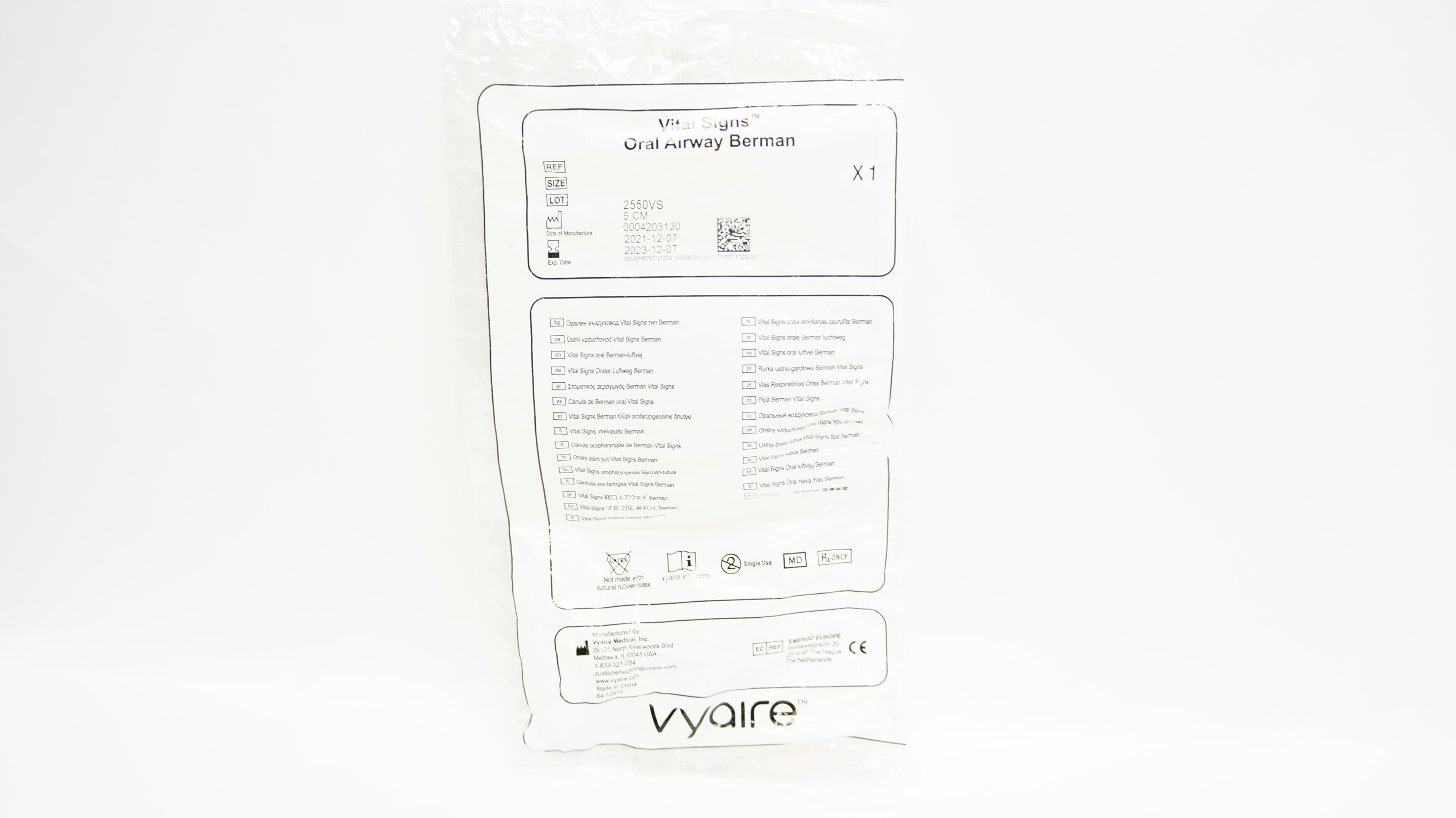 Vyaire 2250VS  Vital Signs Oral Airway Berman 5cm