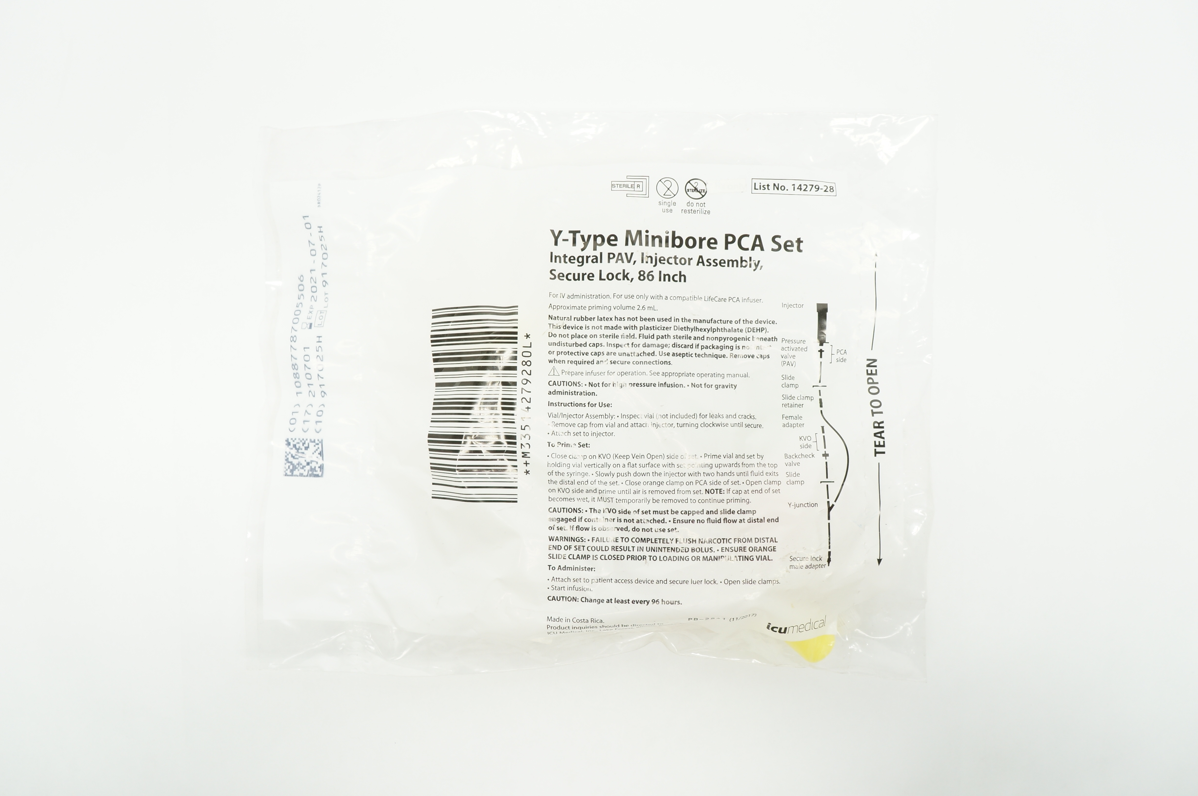 ICU Medical 14279-28 Y-Type Minibore PCA Set 86 in. Approx Prim. Vol. 2.6 mL(x)
