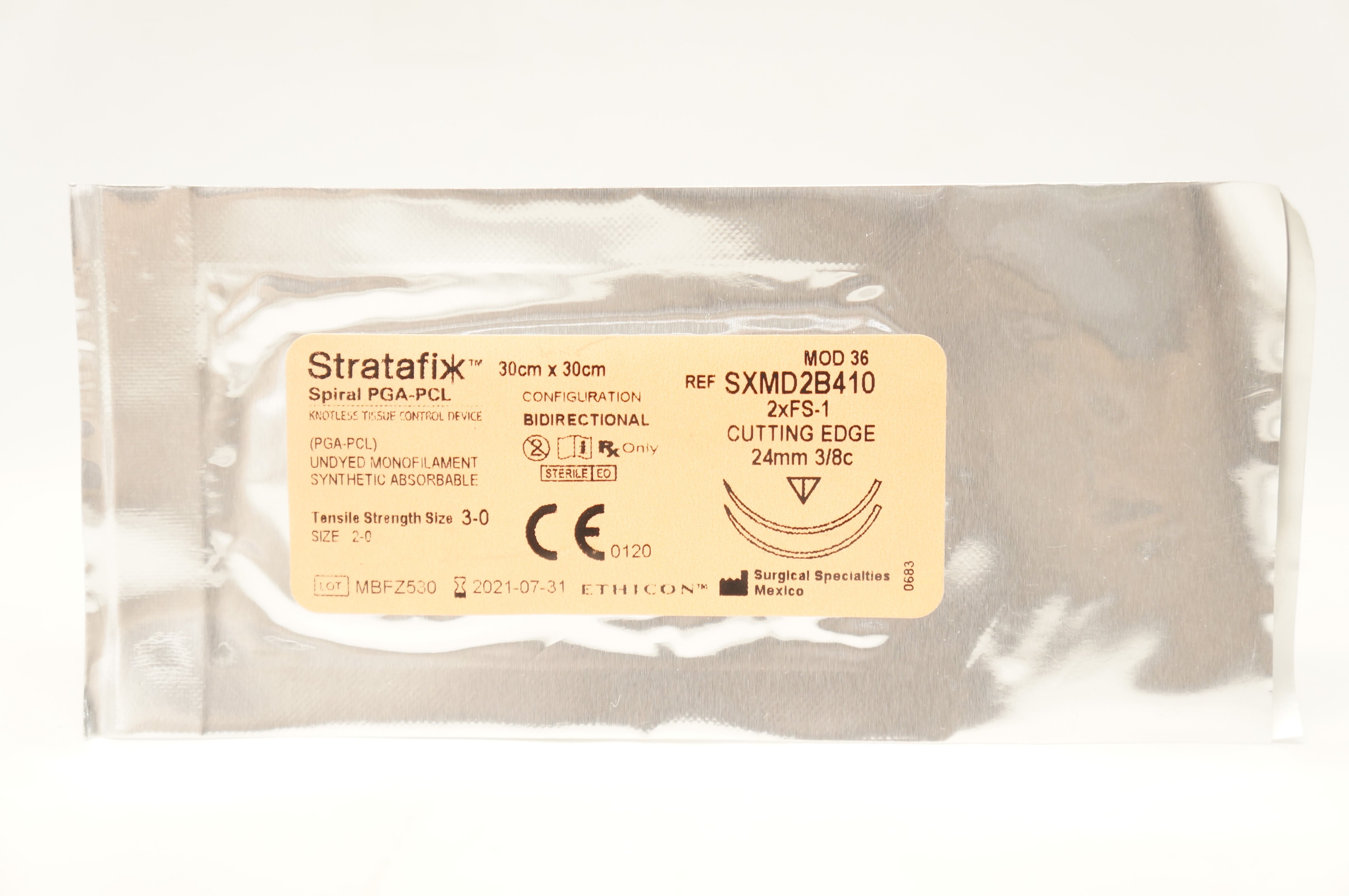 Ethicon SXMD2B410 3-0 Stratafix Stre 2xFS-1 Cutting Edge 24mm 3/8c 30x30cm (x)