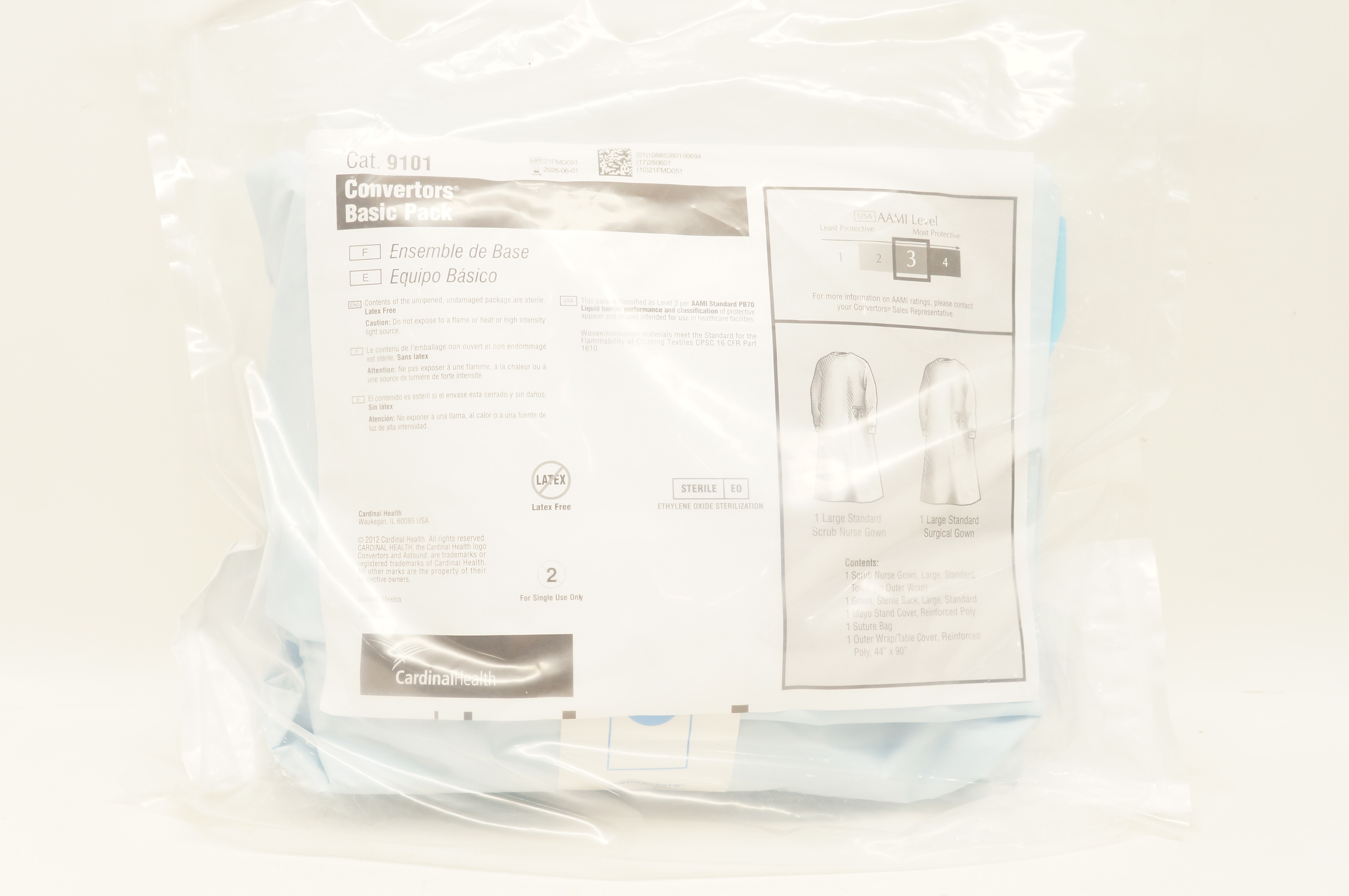 Cardinal Health 9101 Convertors Basic Pack AAMI Level 3